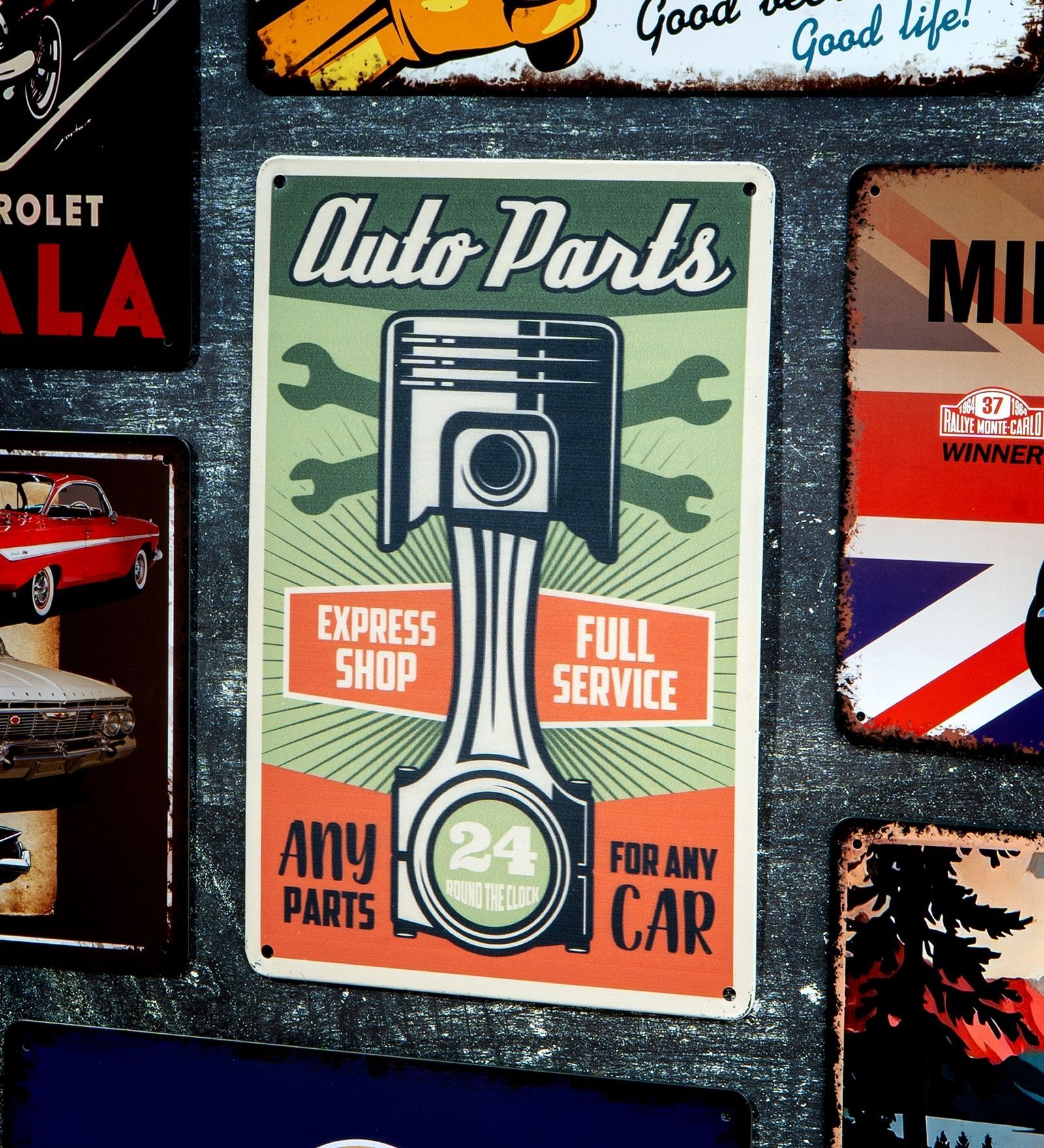 Number Plates Big Wall Sign Auto Parts Vintage Garage