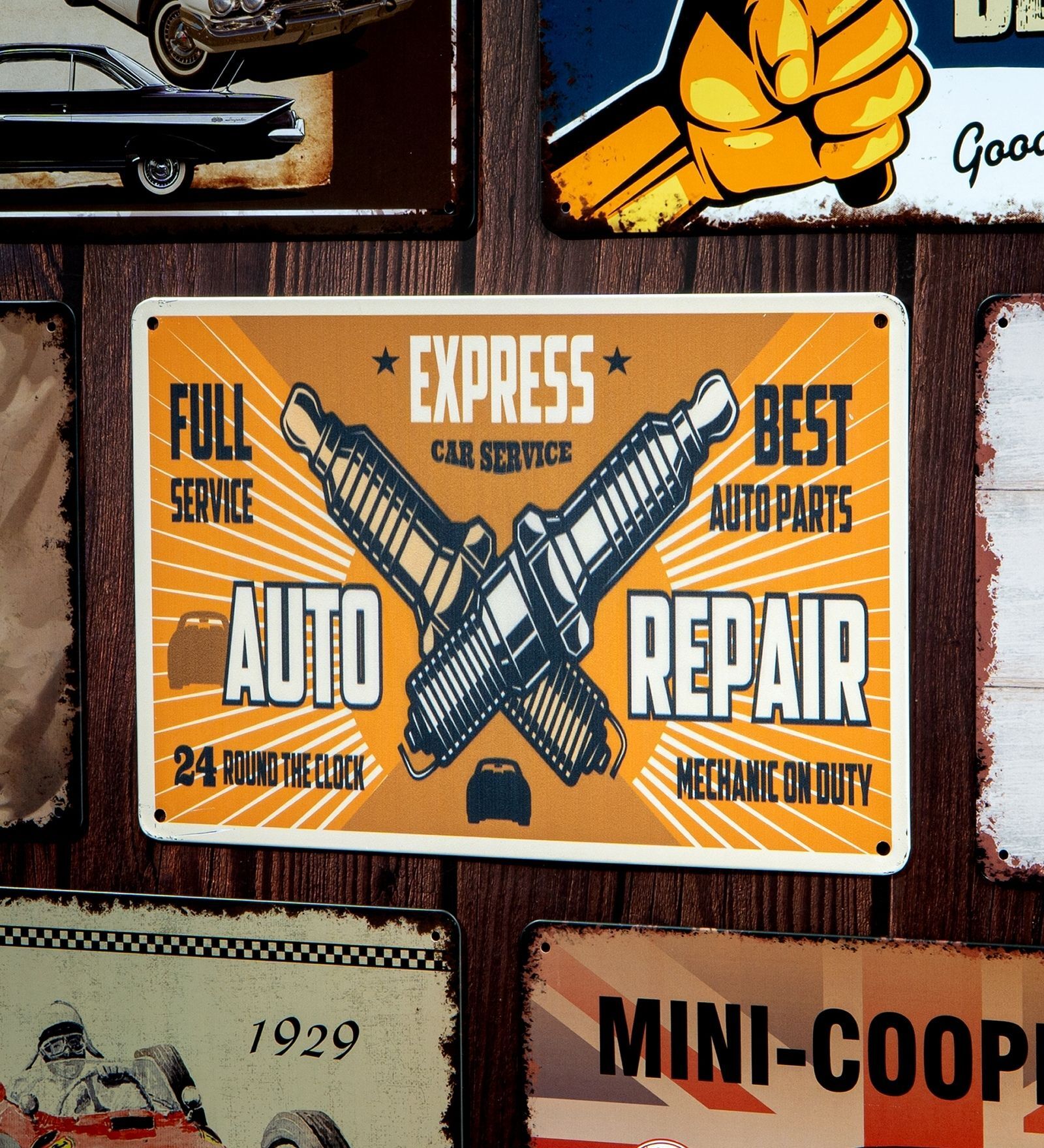 Number Plates Big Wall Sign Auto Repair Express Car Service
