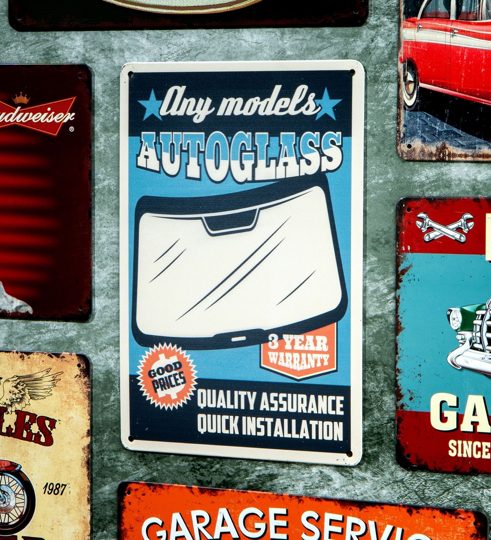 Number Plates Big Wall Sign Autoglass Automotive Theme