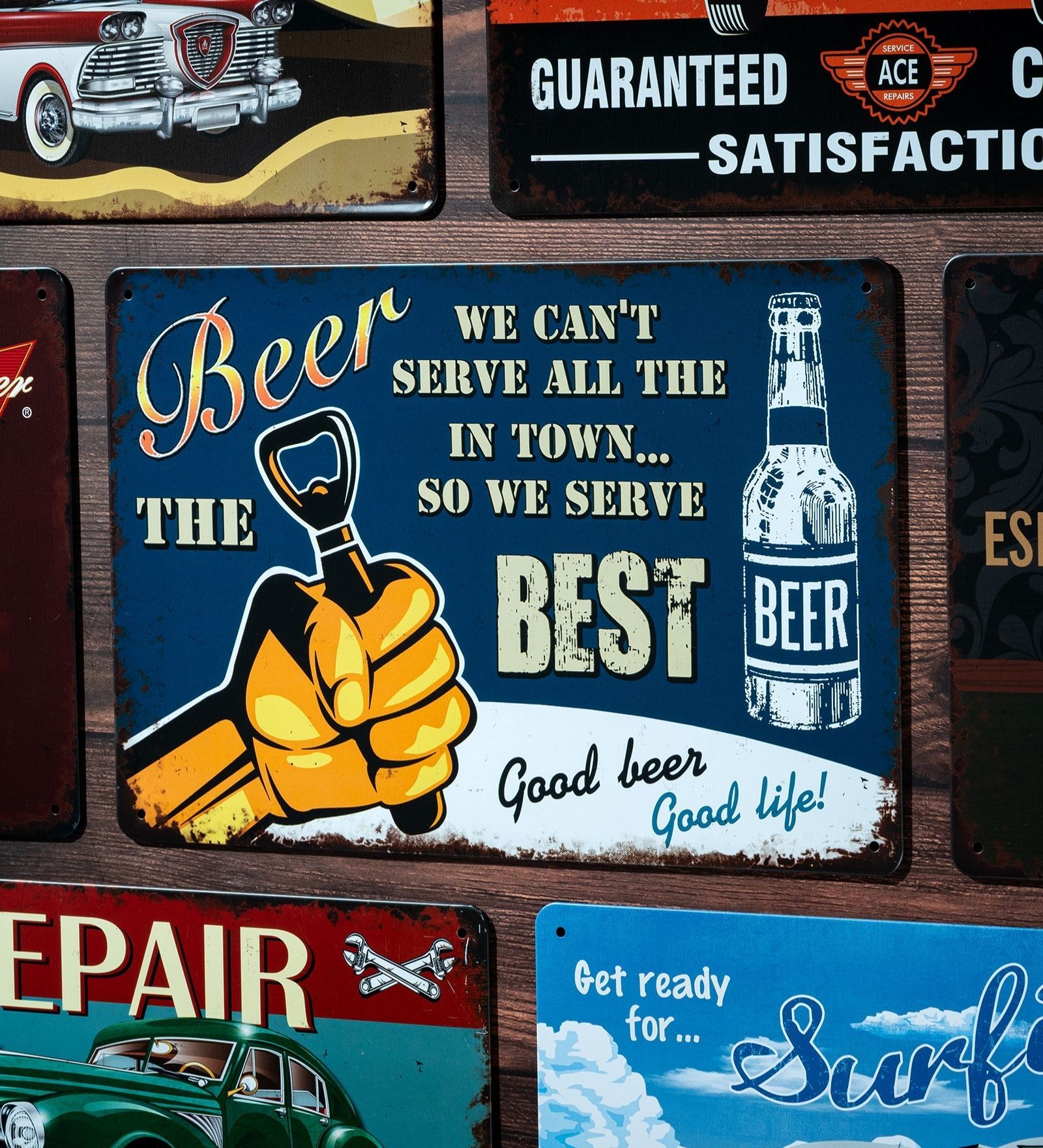 Number Plates Big Wall Sign Beer The Best Vintage Bar Decor