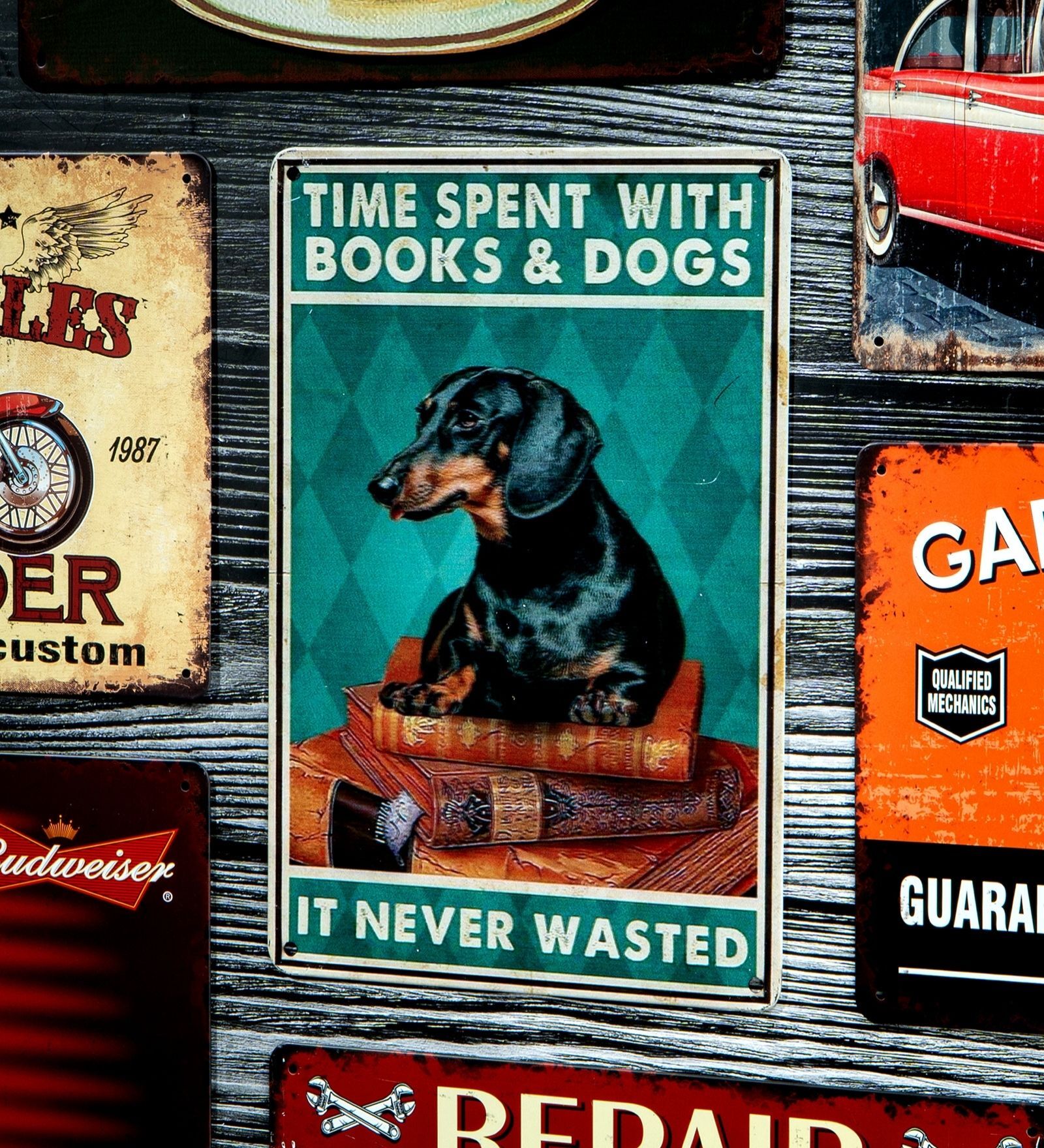 Number Plates Big Wall Sign Books And Dogs