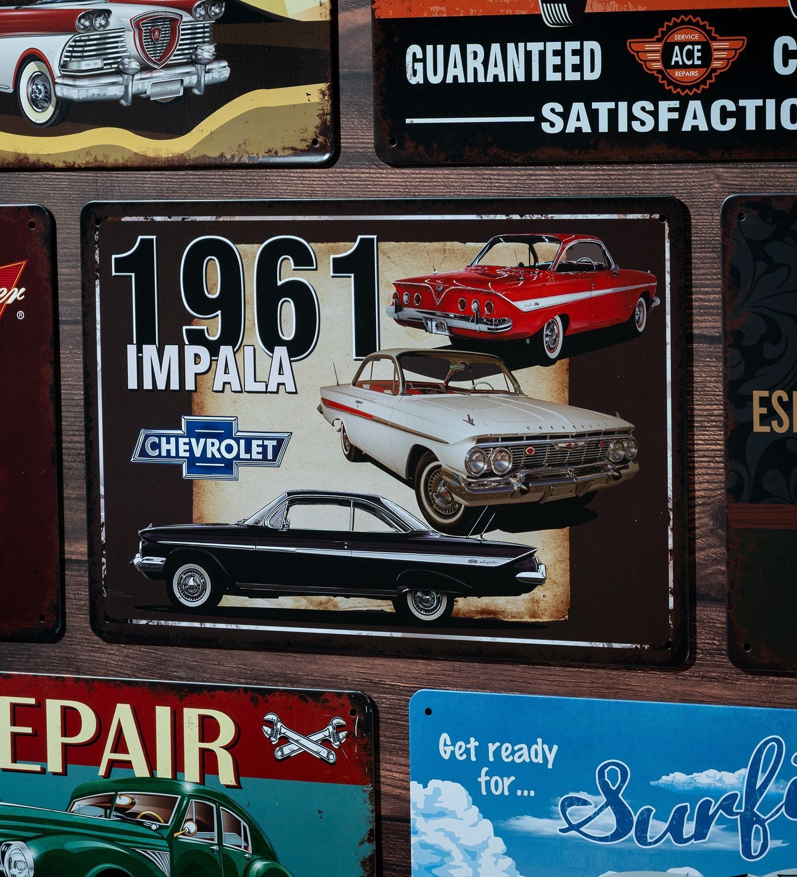 Number Plates Big Wall Sign Chevrolet Impala 1961 Vintage Car