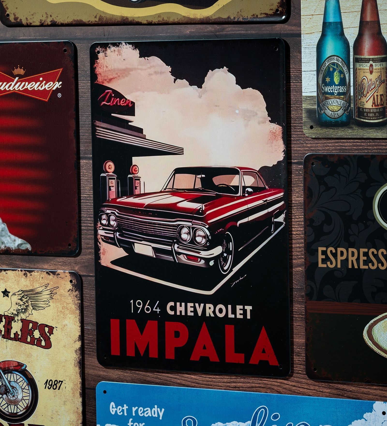 Number Plates Big Wall Sign Chevrolet Impala 1964 Vintage Car
