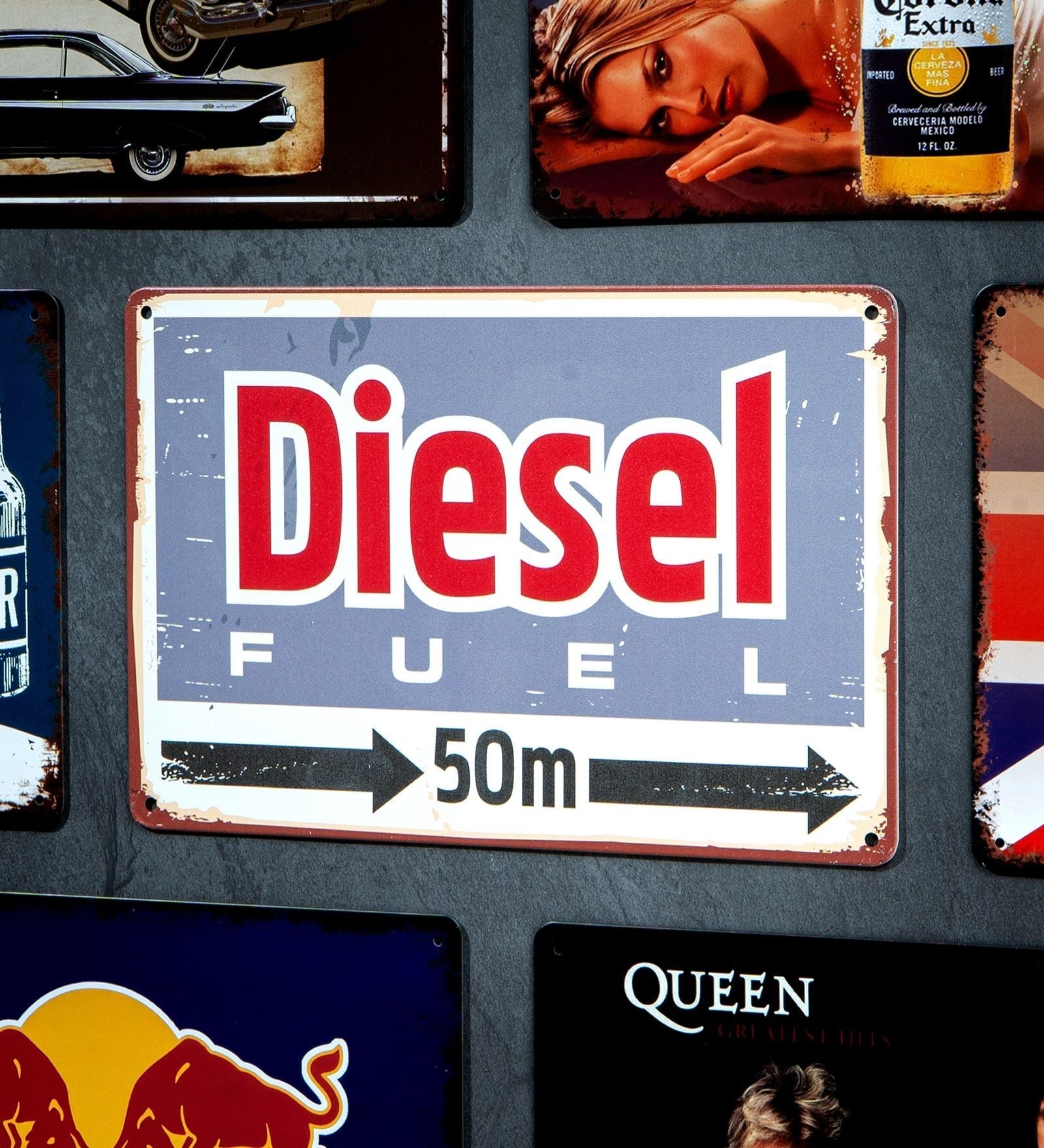 Number Plates Big Wall Sign Diesel Fuel Vintage