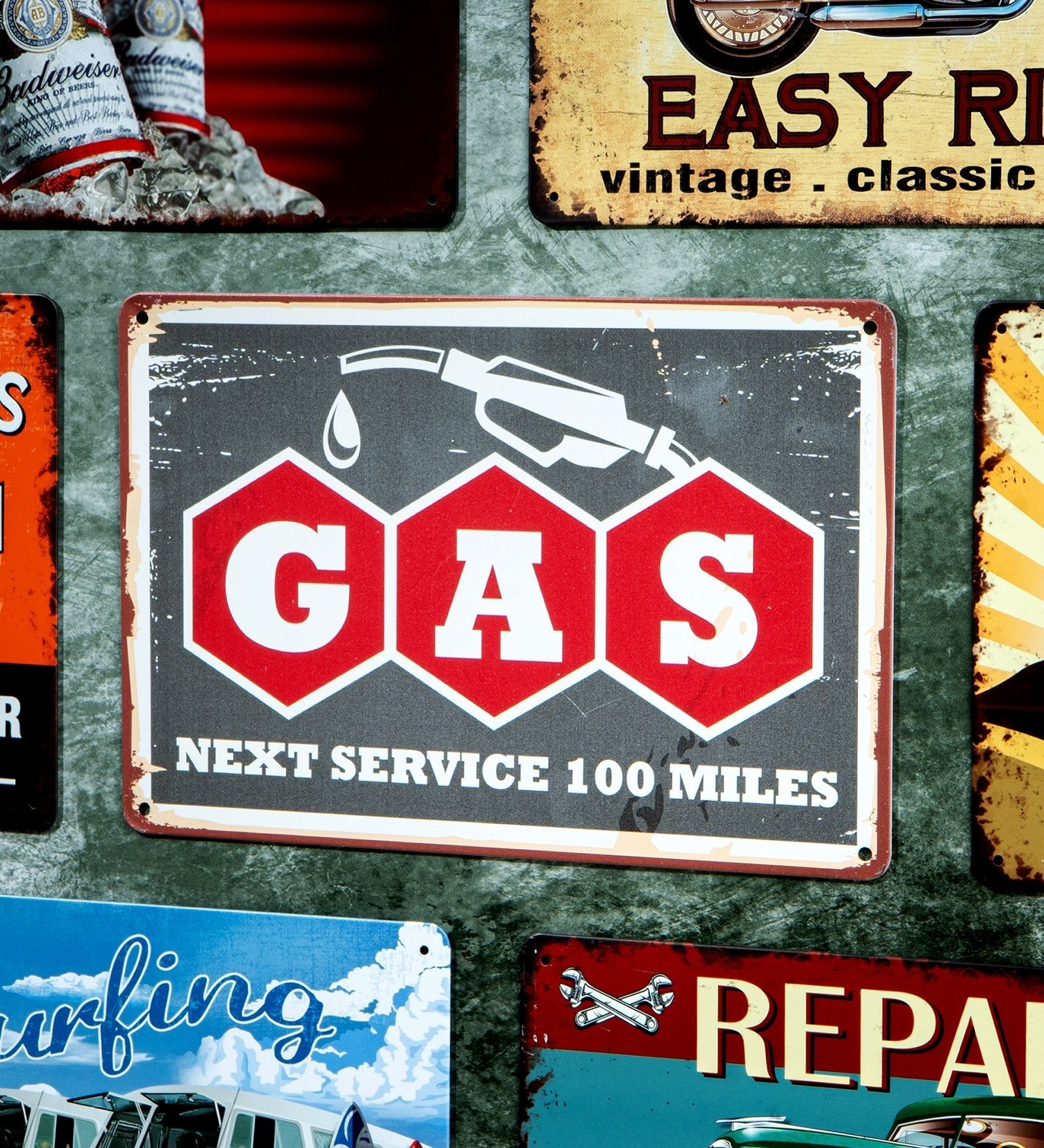 Number Plates Big Wall Sign GAS Next Service 100 Miles