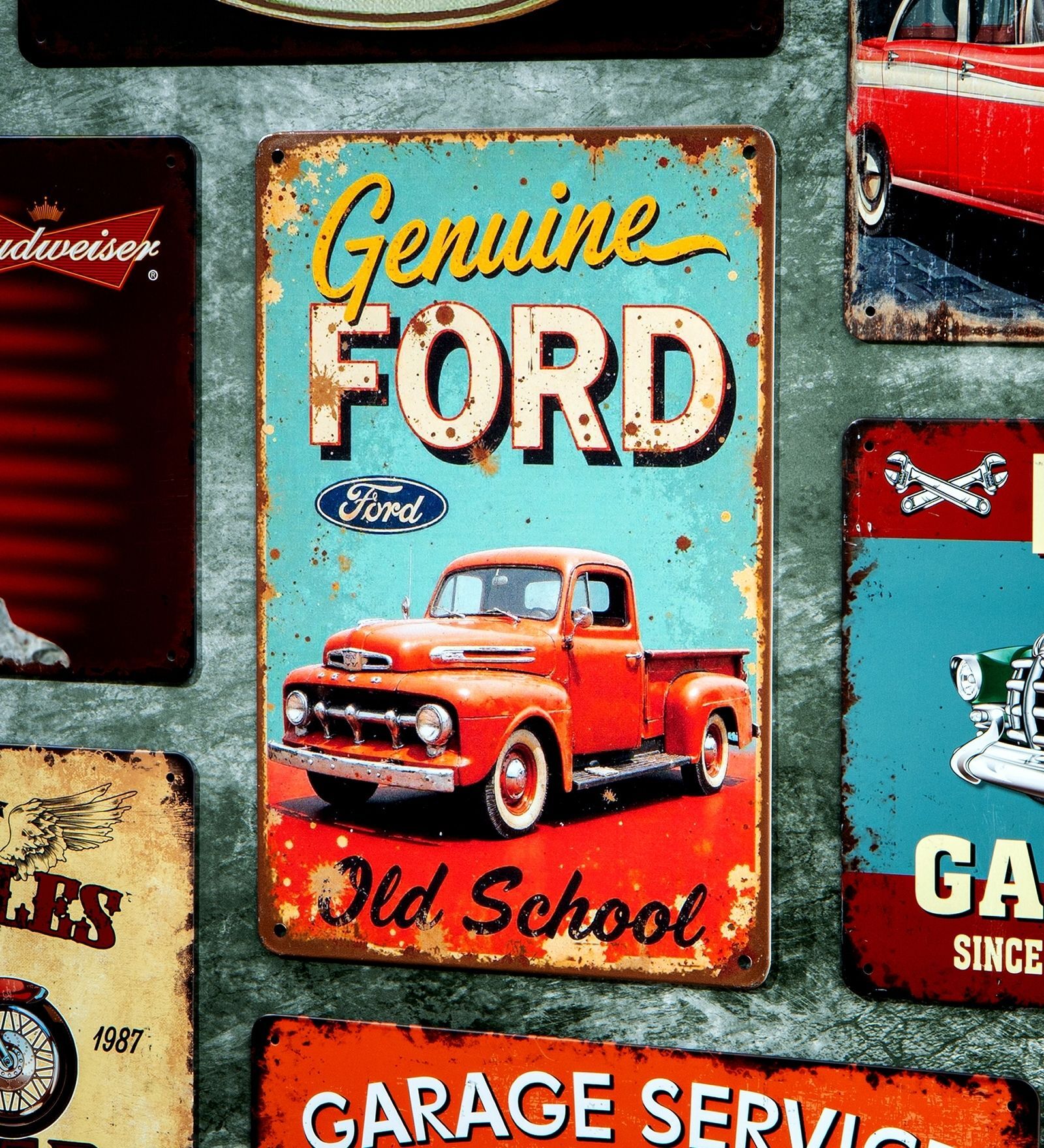Number Plates Big Wall Sign Genuine Ford Old School