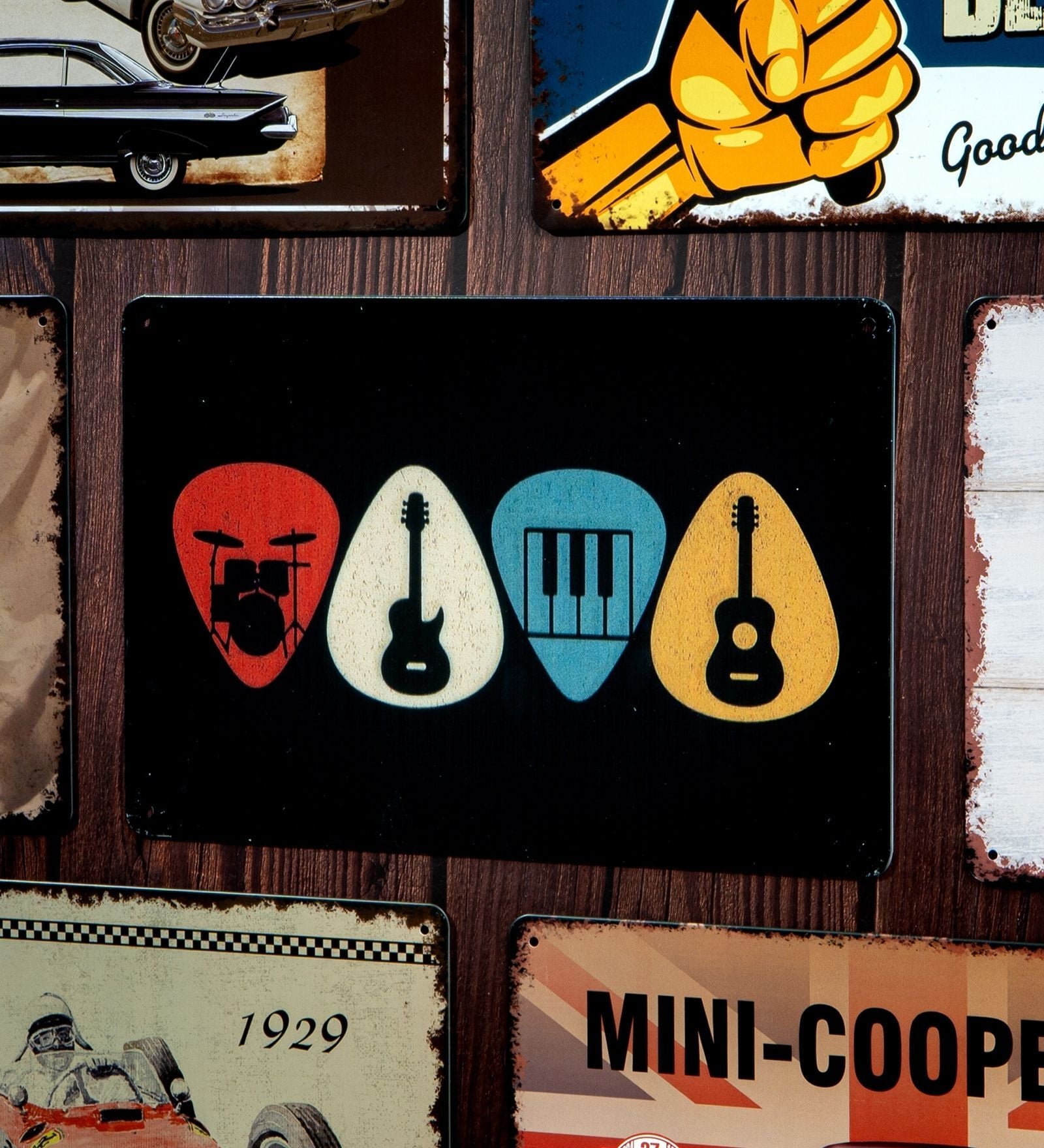 Number Plates Big Wall Sign Music Instruments On Guitar Picks