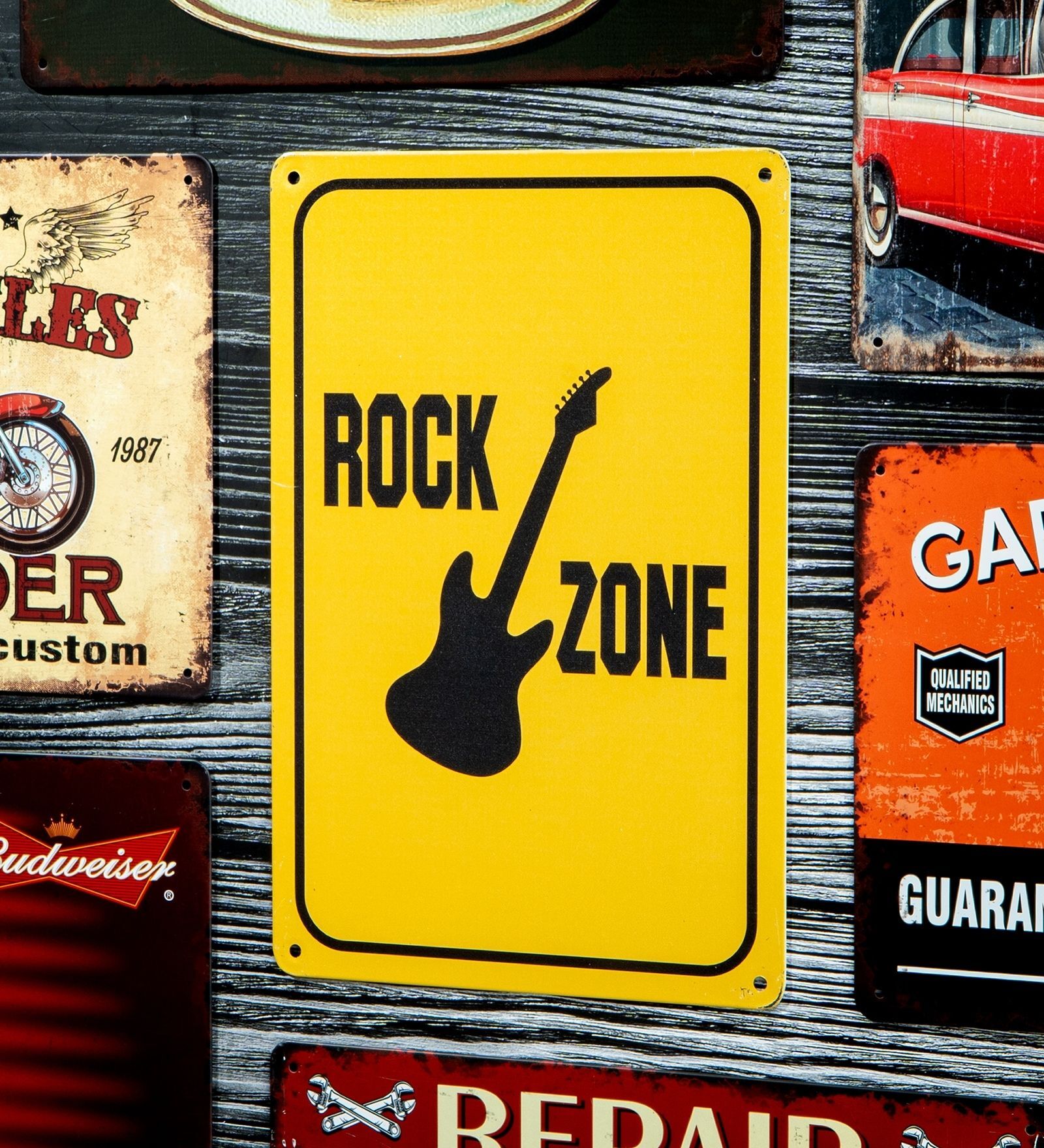 Number Plates Big Wall Sign Rock Zone Guitar Music Theme