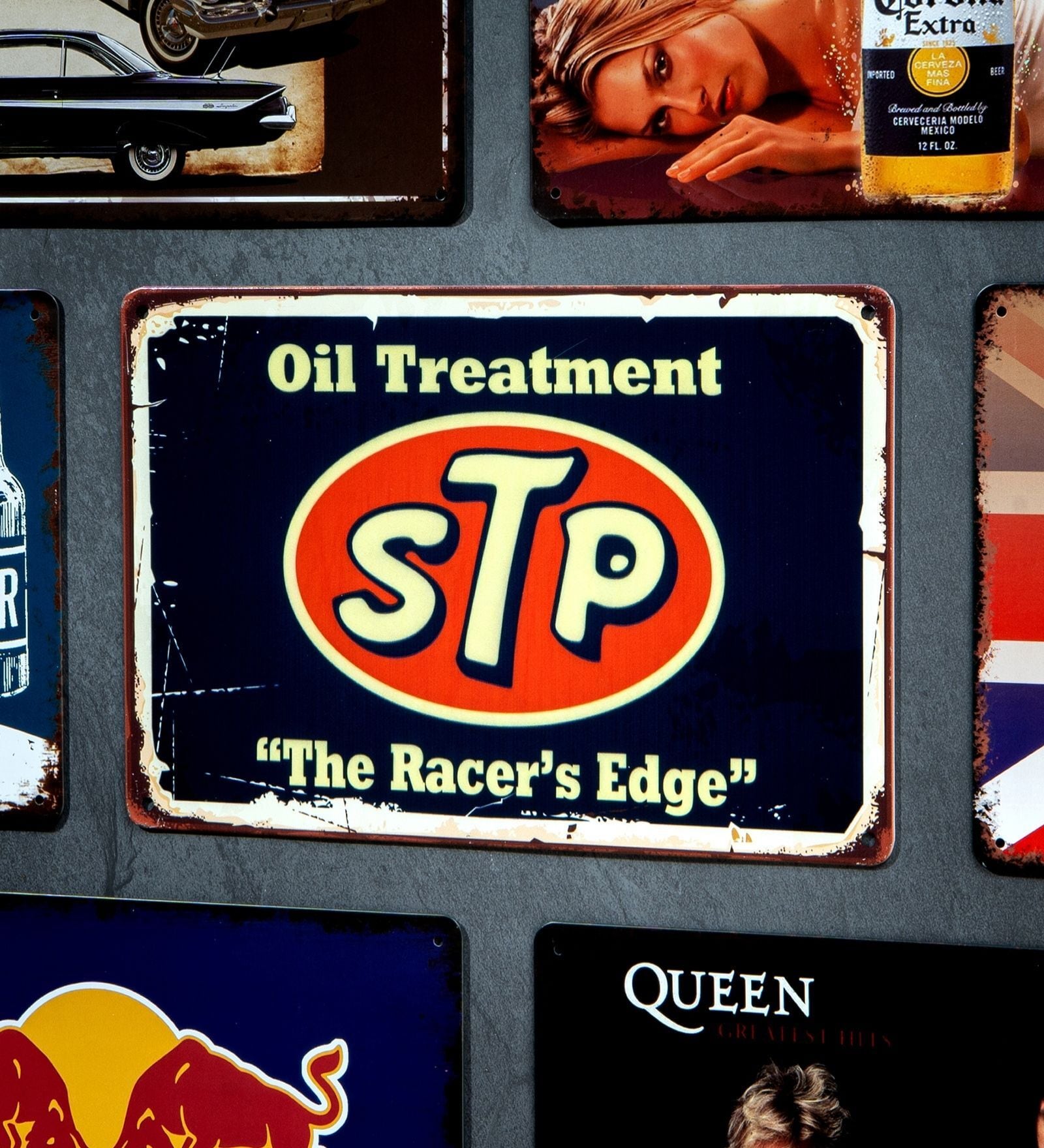 Number Plates Big Wall Sign STP Oil Treatment Vintage