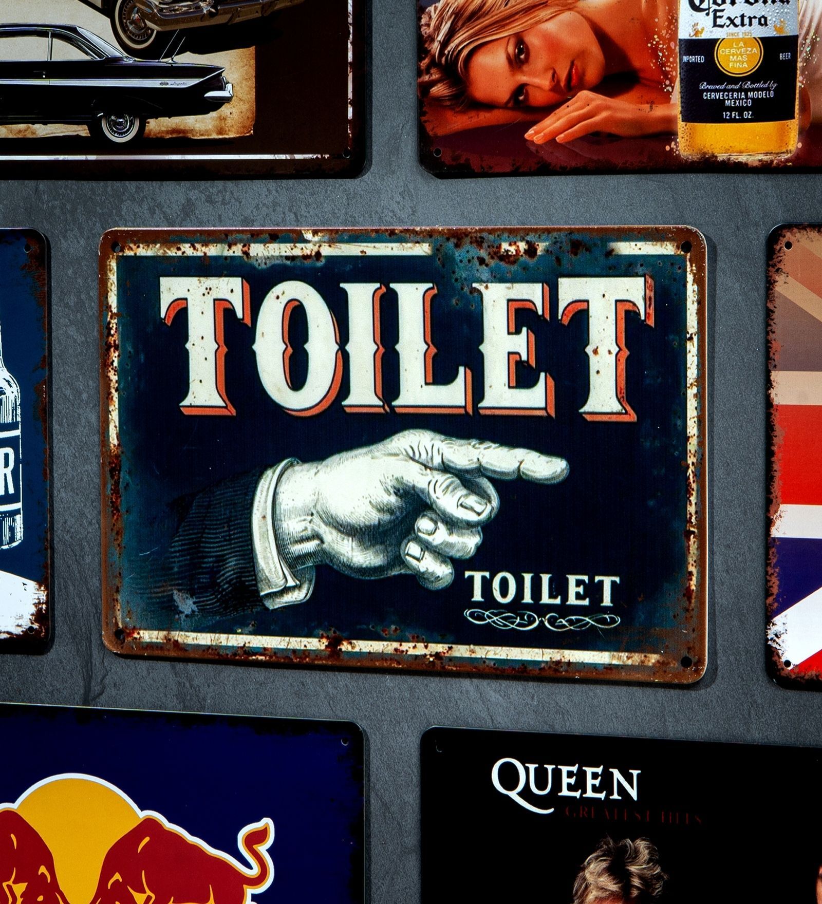 Number Plates Big Wall Sign Toilet Vintage Sign