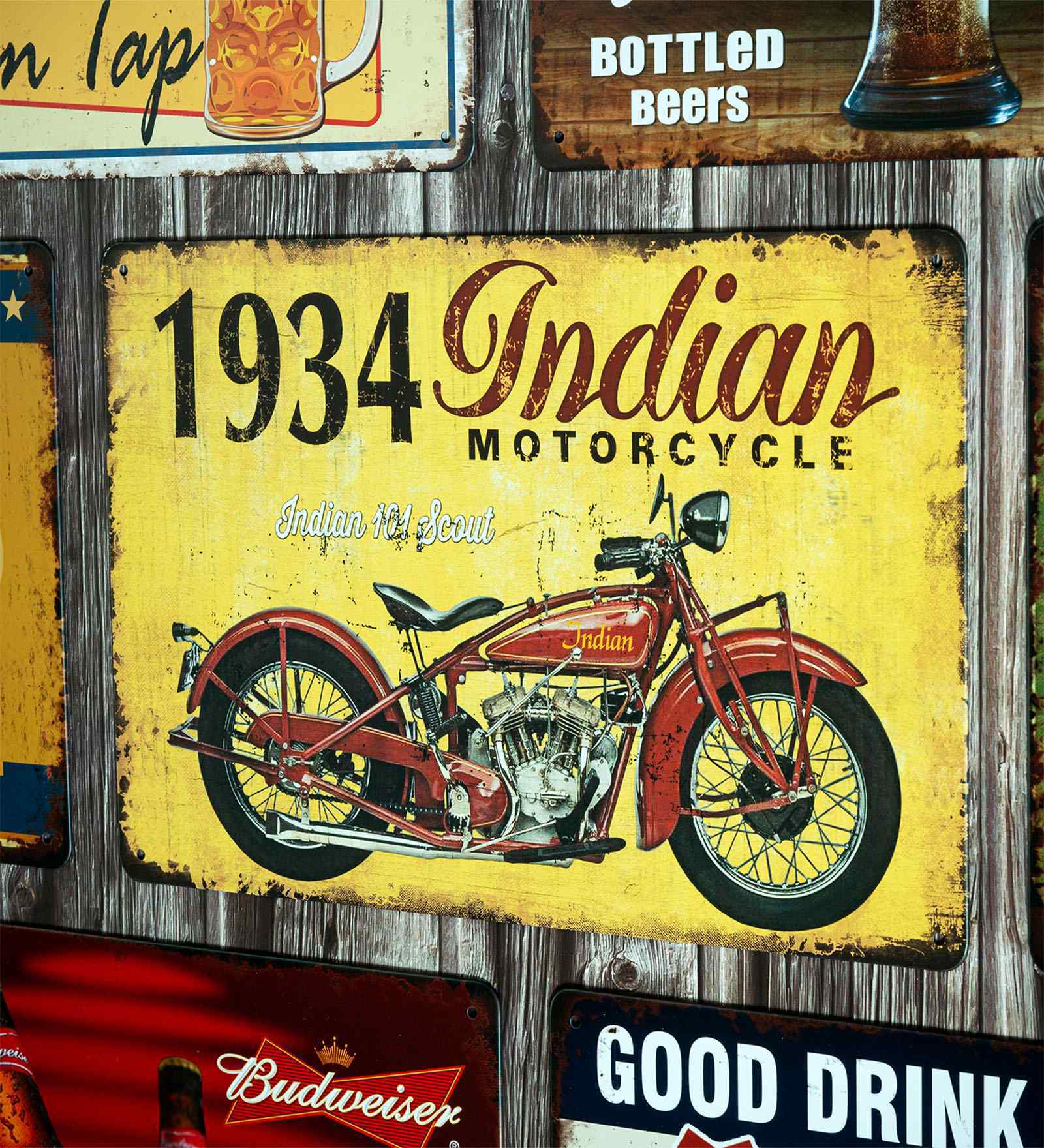 Big wall sign 1934 Indian Motorcycle Metal Plate