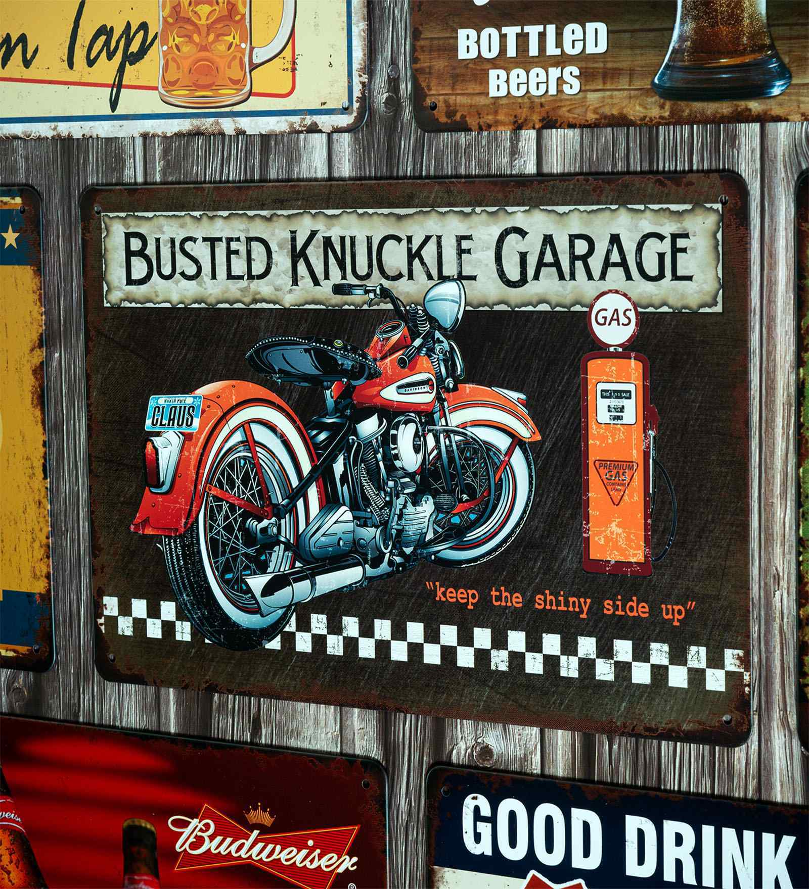 Big wall sign Busted Knuckle Garage Metal Plate