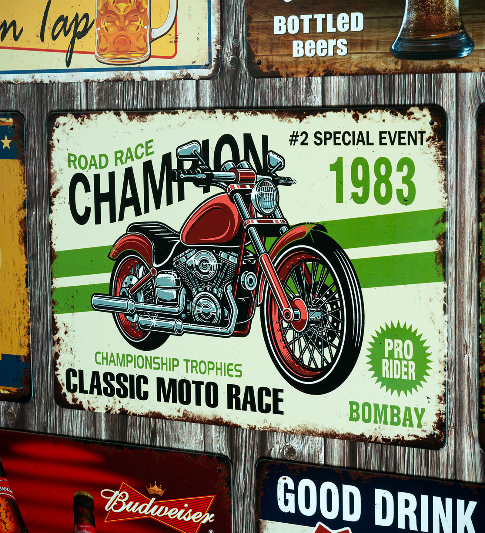 Big wall sign Classic Moto Race Bombay Metal Plate