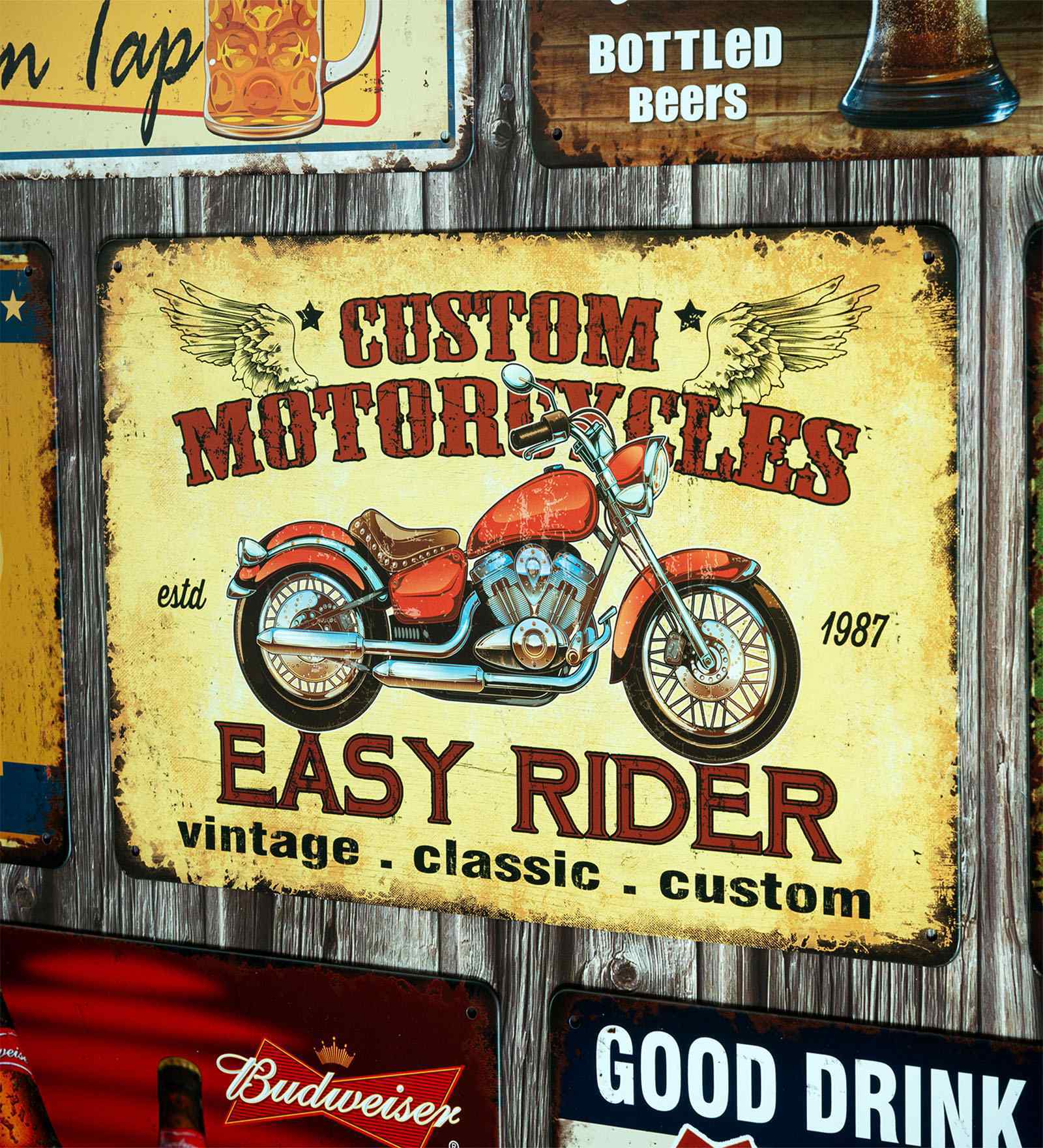 Metal Plate Big wall sign Custom Motorcycles