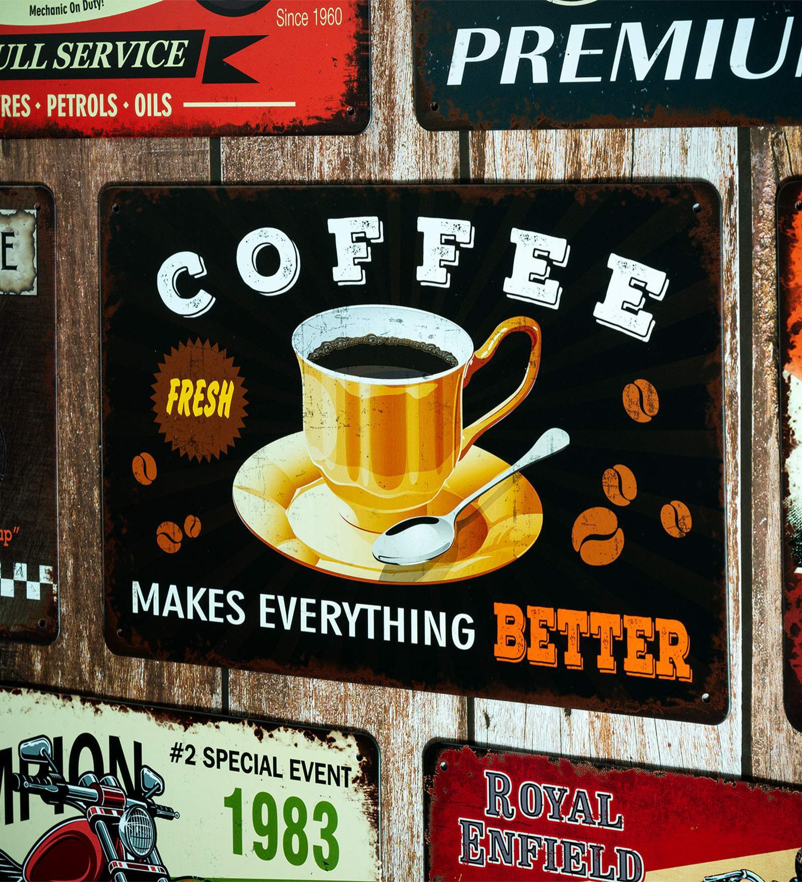 Plate Big wall sign Fresh Coffee Metal Plate