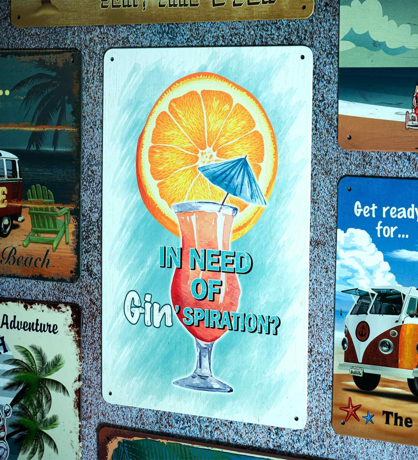 Metal Plate Big wall sign Gin'spiration Metal Plate