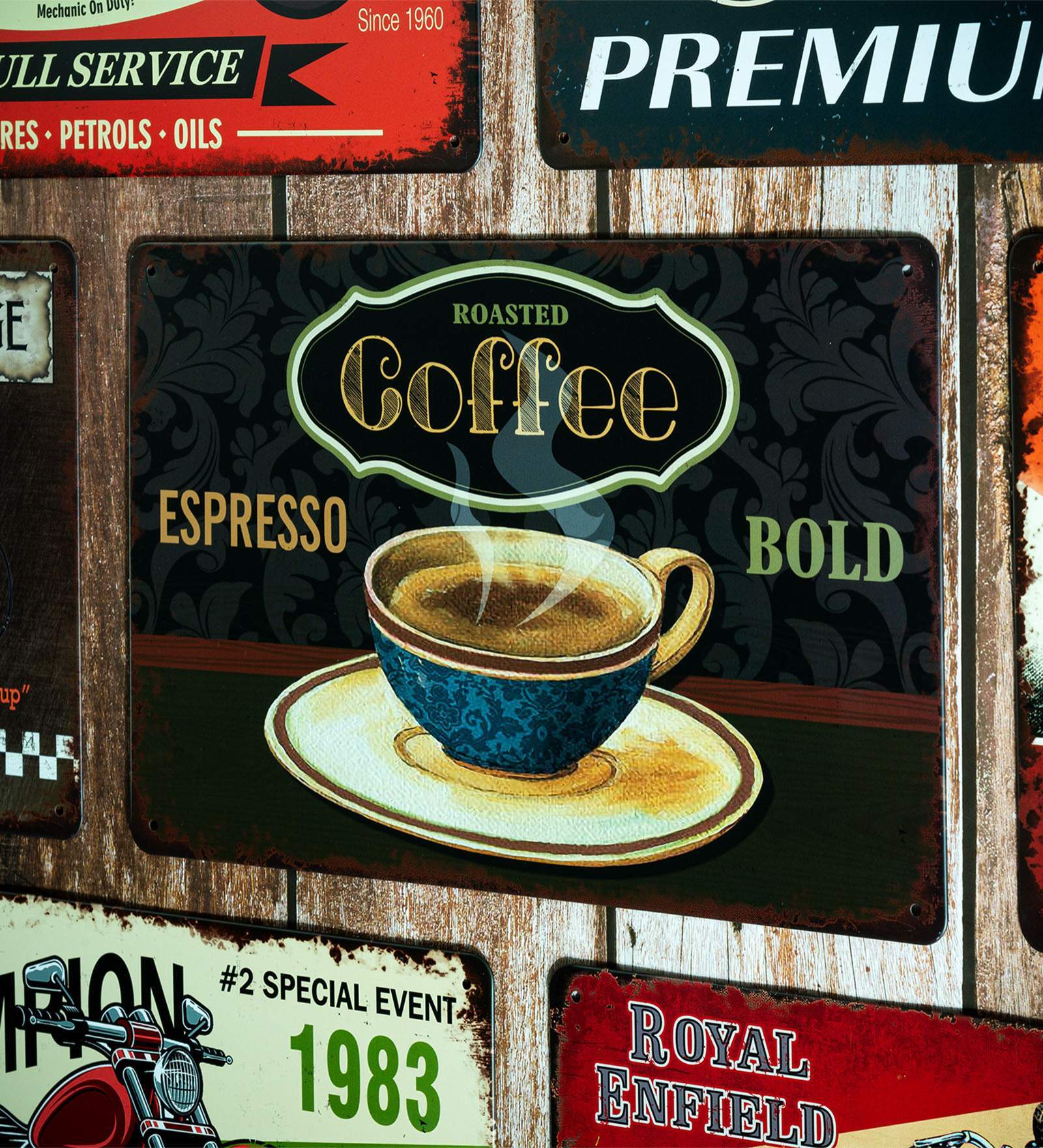 Big wall sign Roasted Coffee Espresso Metal Plate