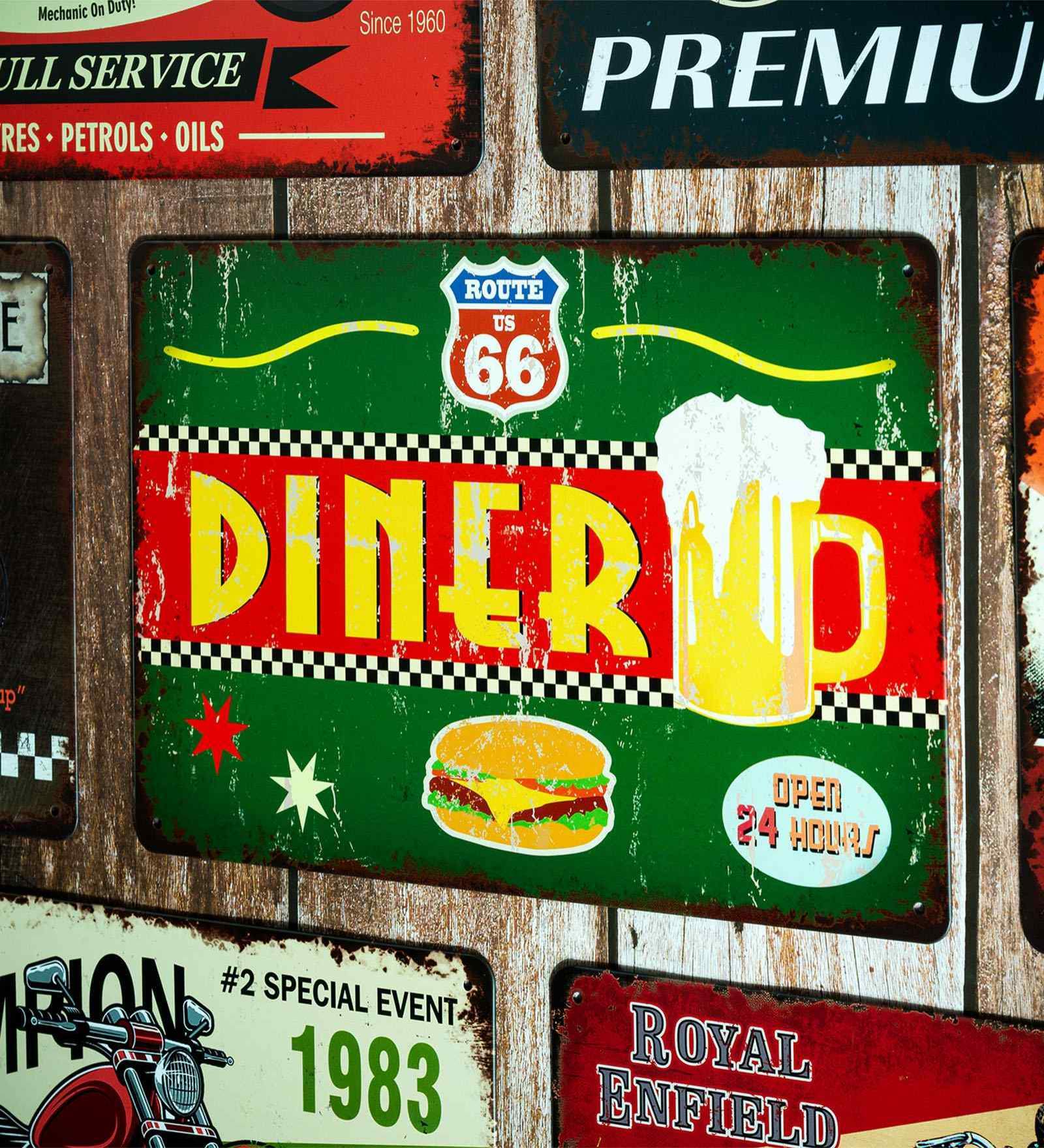 Big wall sign Route66 Diner Metal Plate