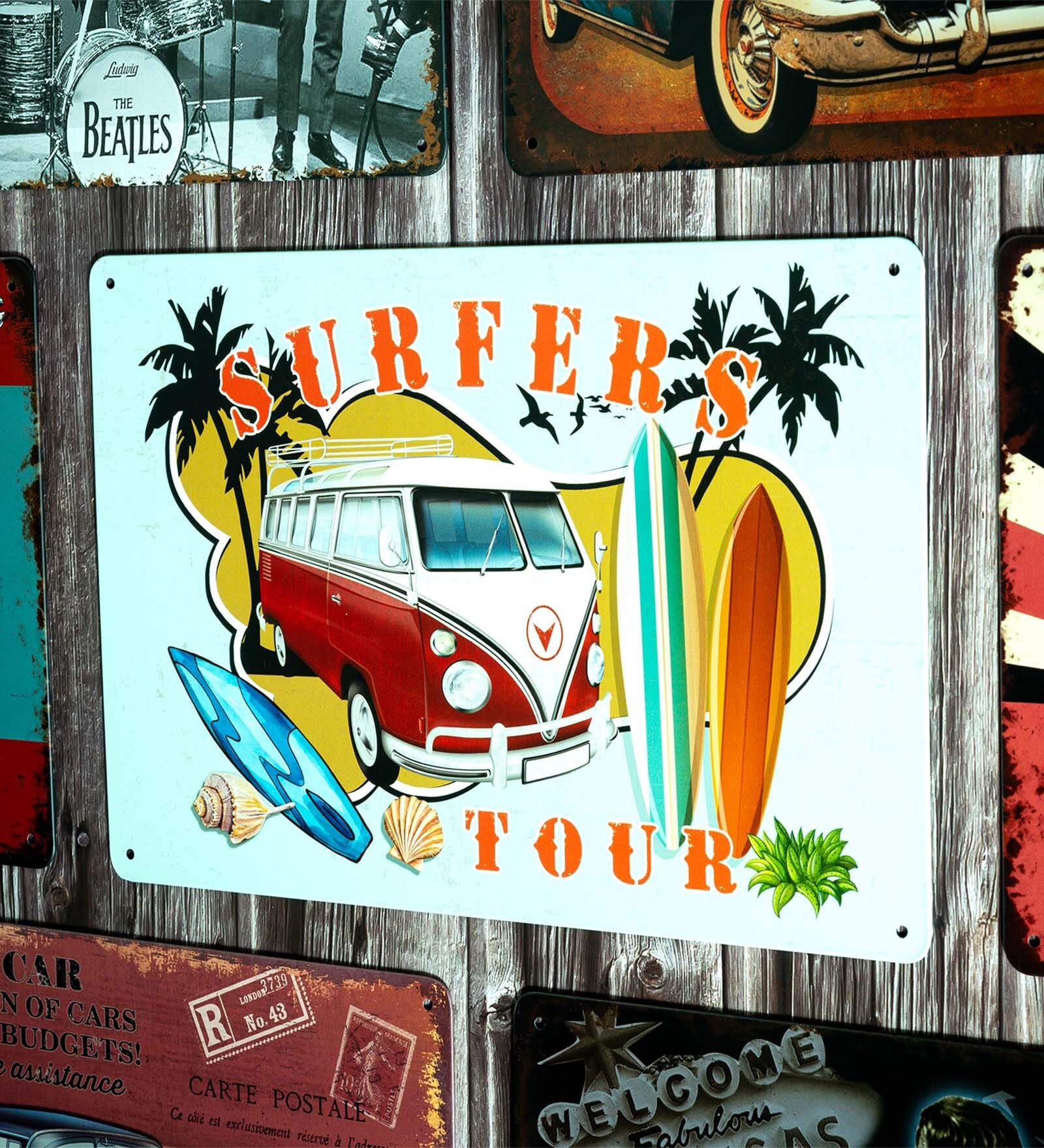 Big wall sign Volkswagen Surfers Tour Metal Plate
