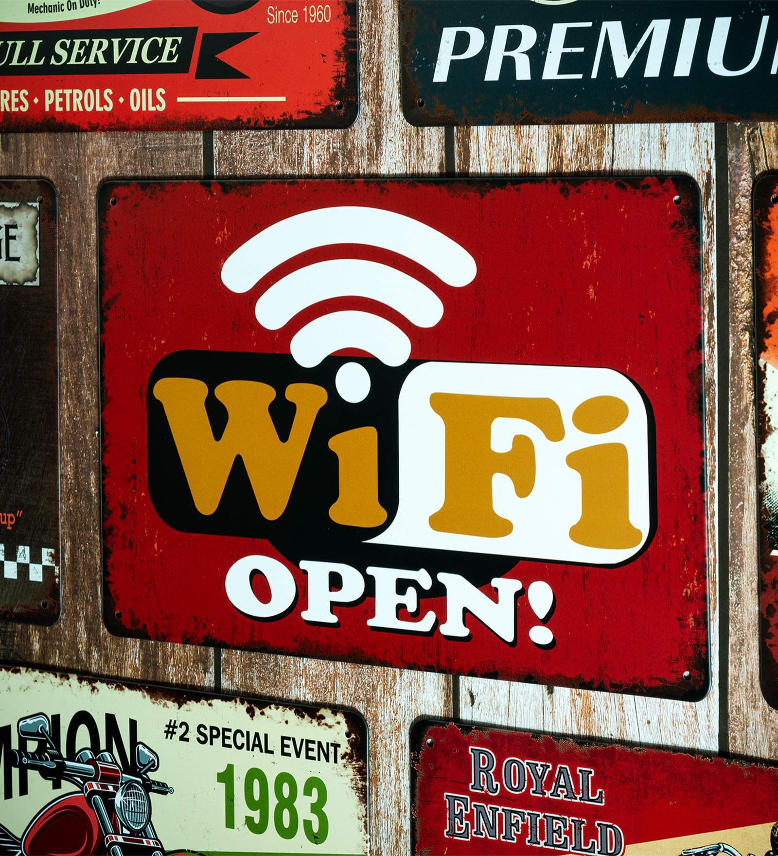 Big Wall sign Wifi Open Metal Plate