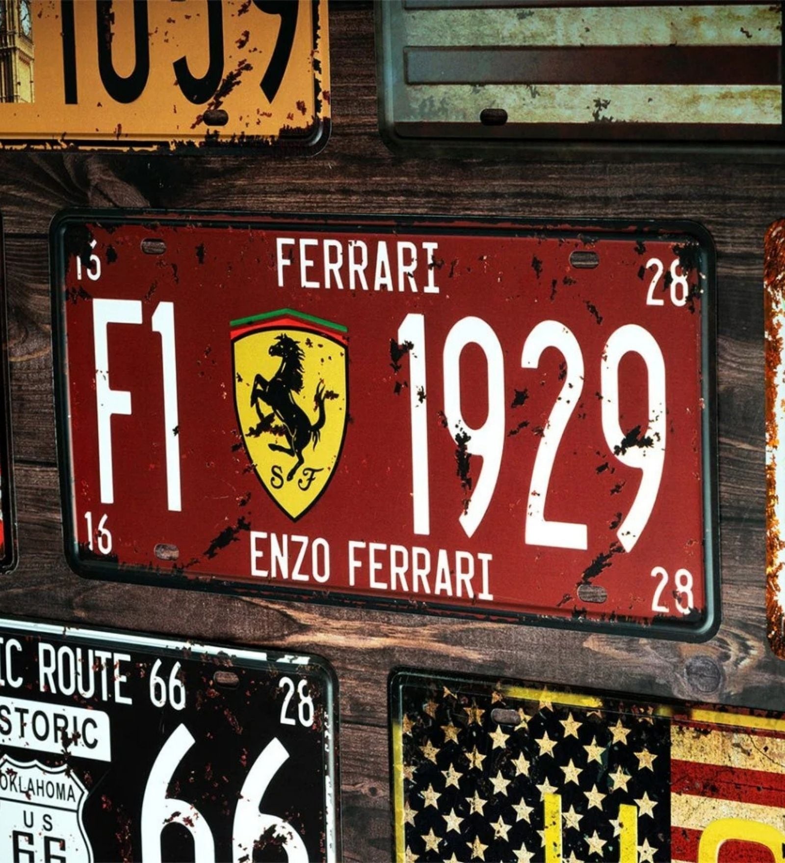 Number Plates Wall Sign Ferrari F1 1929 Vintage Racing