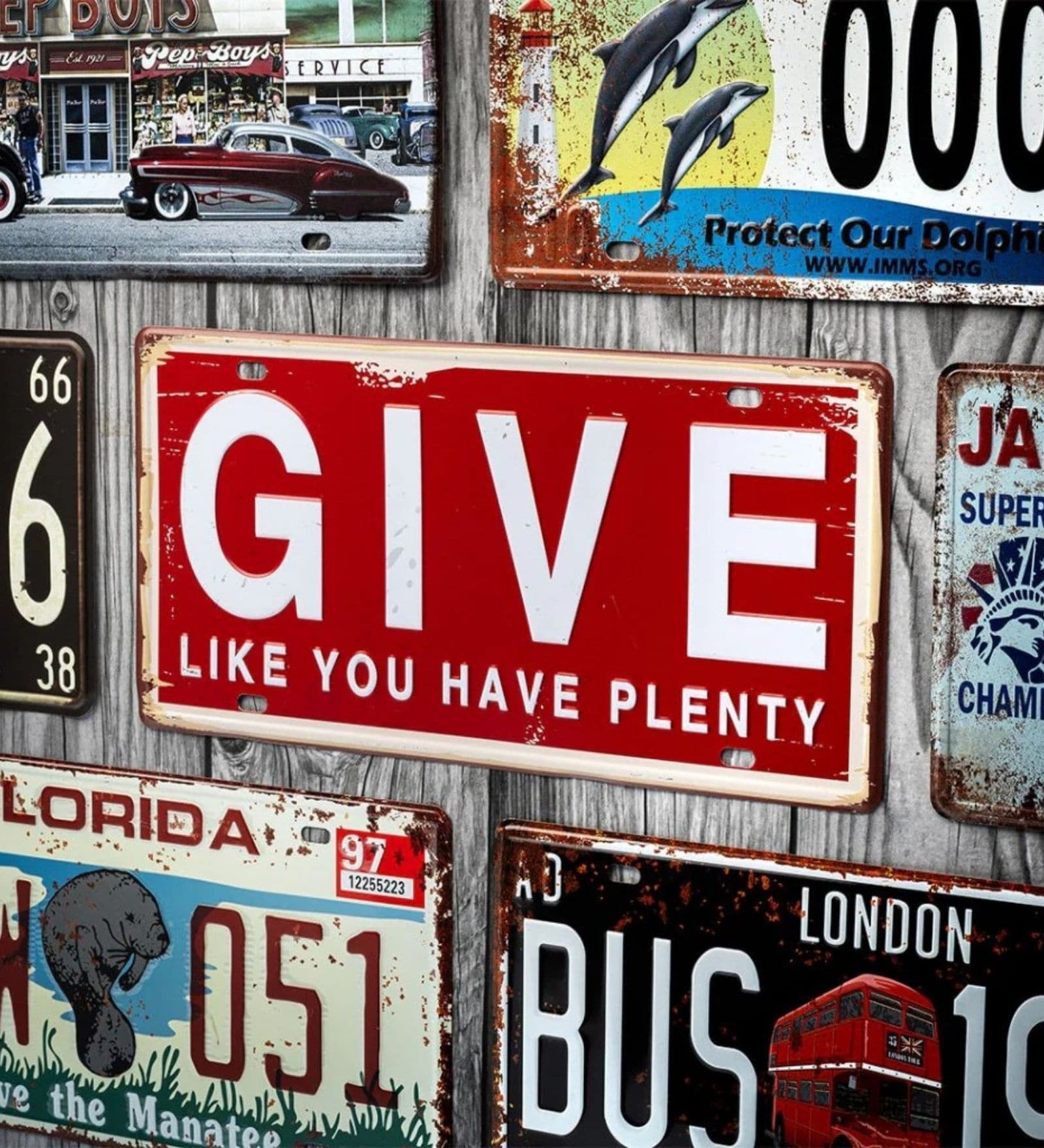 Number Plates Wall Sign Give Like You Have Plenty