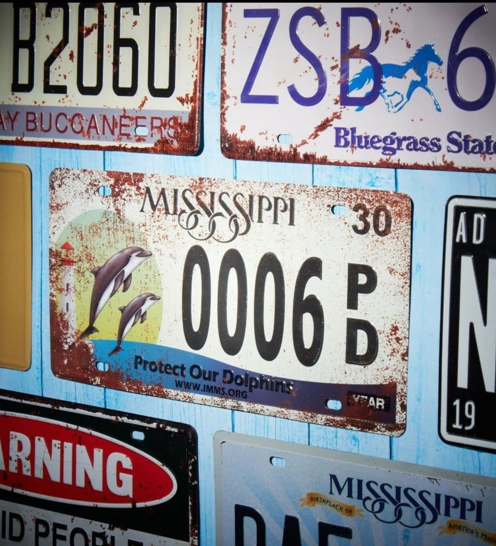 Number Plates Wall Sign Mississippi 0006 PD Vintage Decor