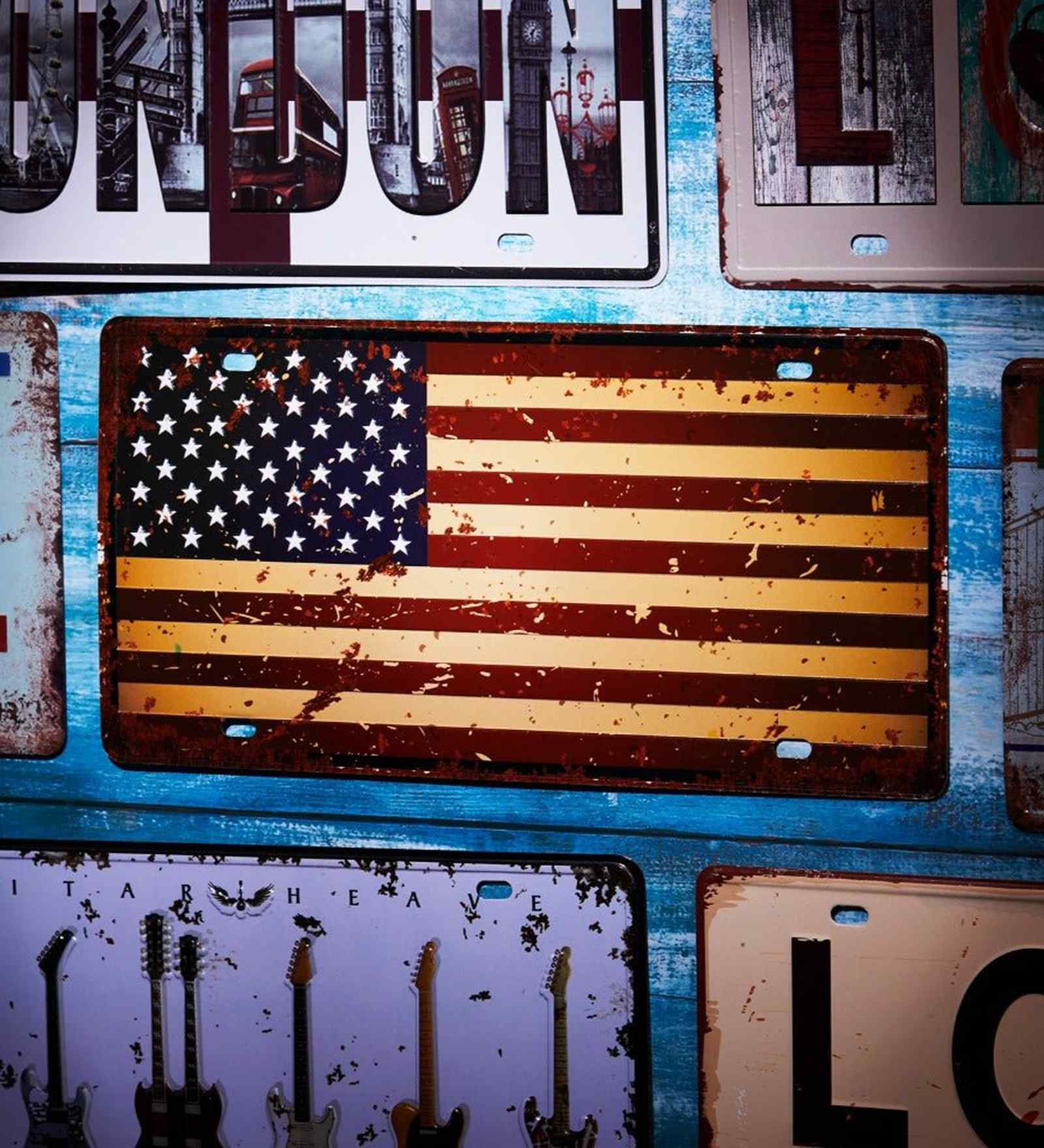 Wall sign American Flag Metal Plate