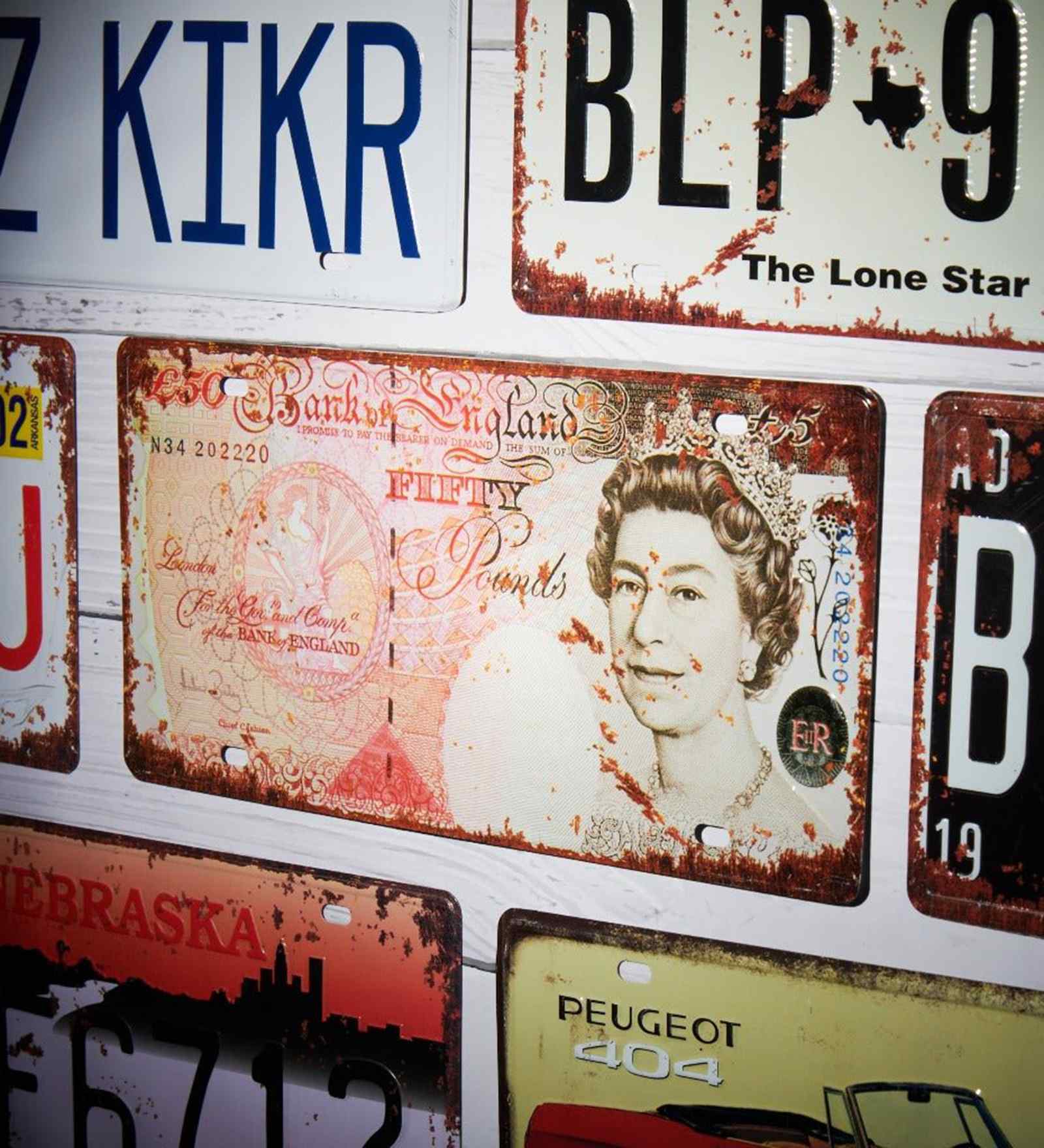 Wall sign Fifty Pounds Metal Plate