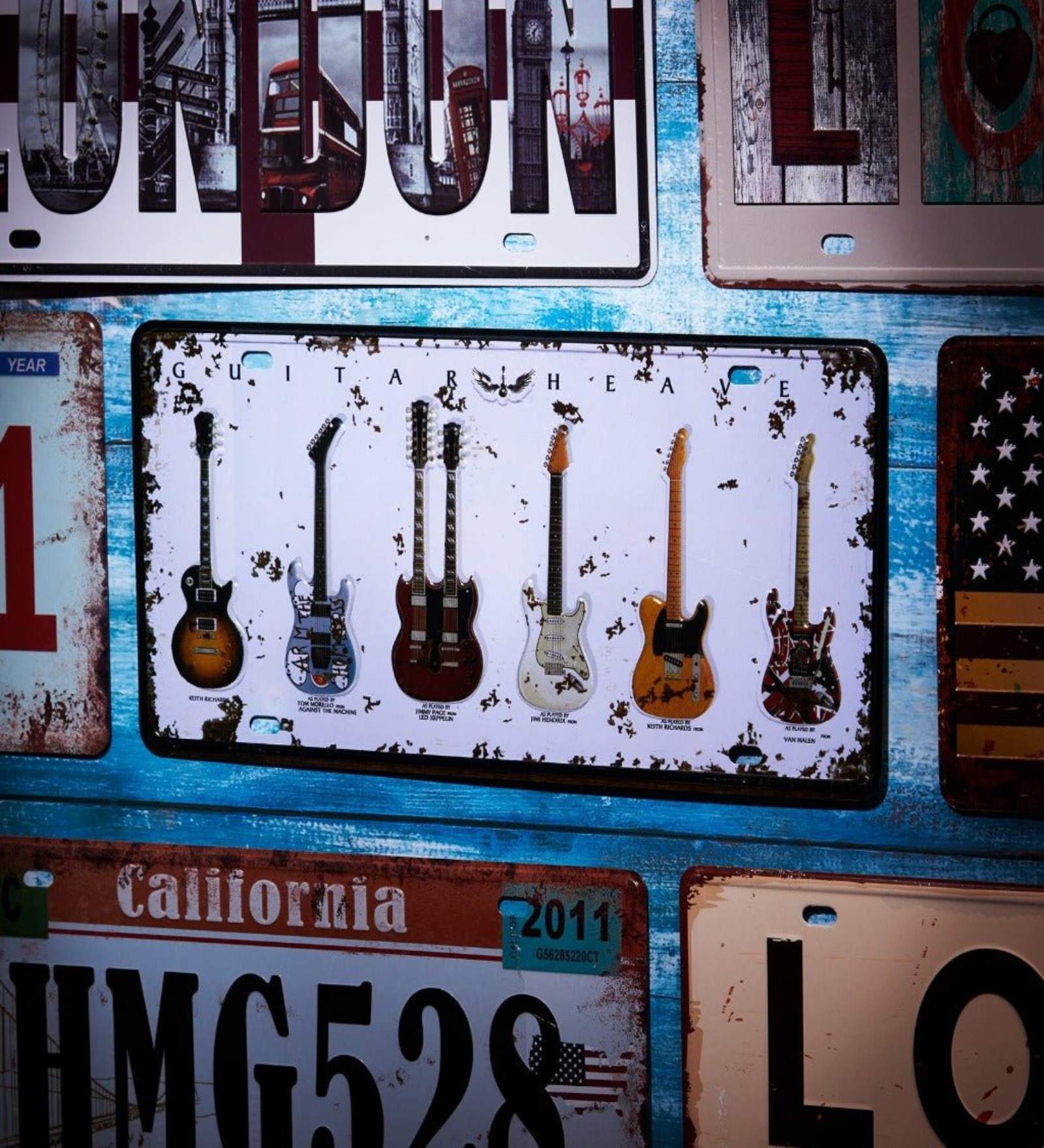 Wall sign Guitar's Metal Plate