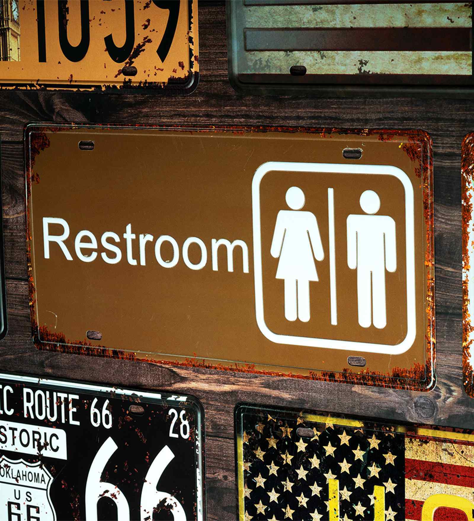 Metal Plate wall sign Restroom Signage Metal Plate