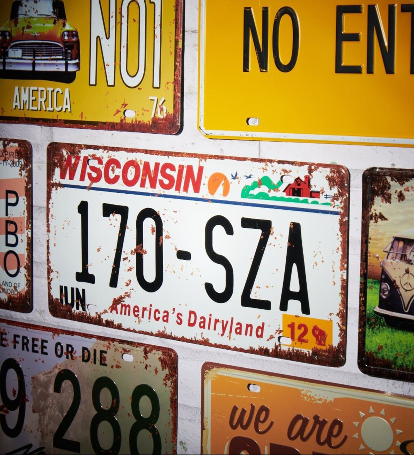 Metal Plate wall sign Wisconsin 170 SZA Metal Plate