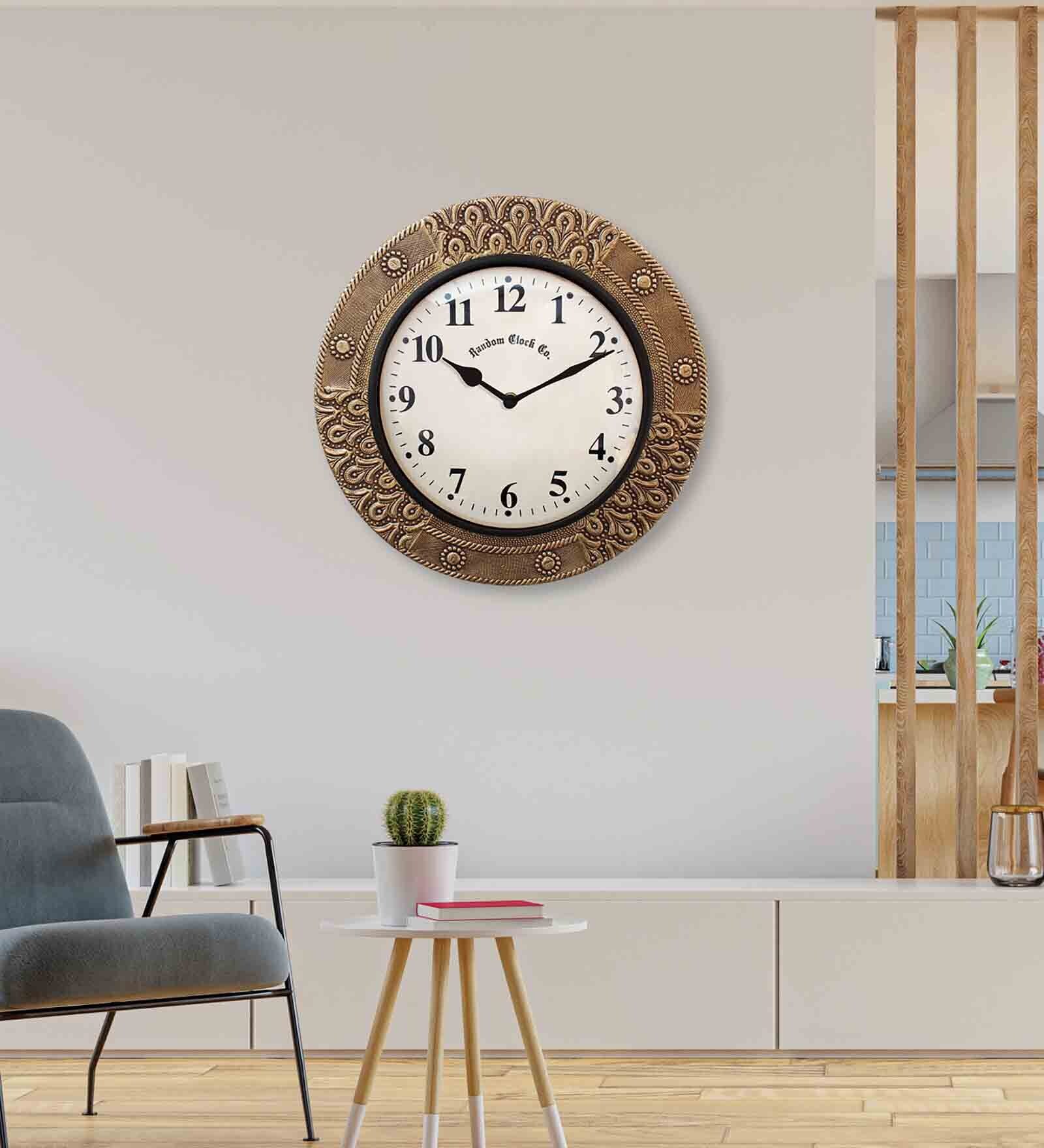 Numeric Dial Gold Brass Traditional Wall Clock