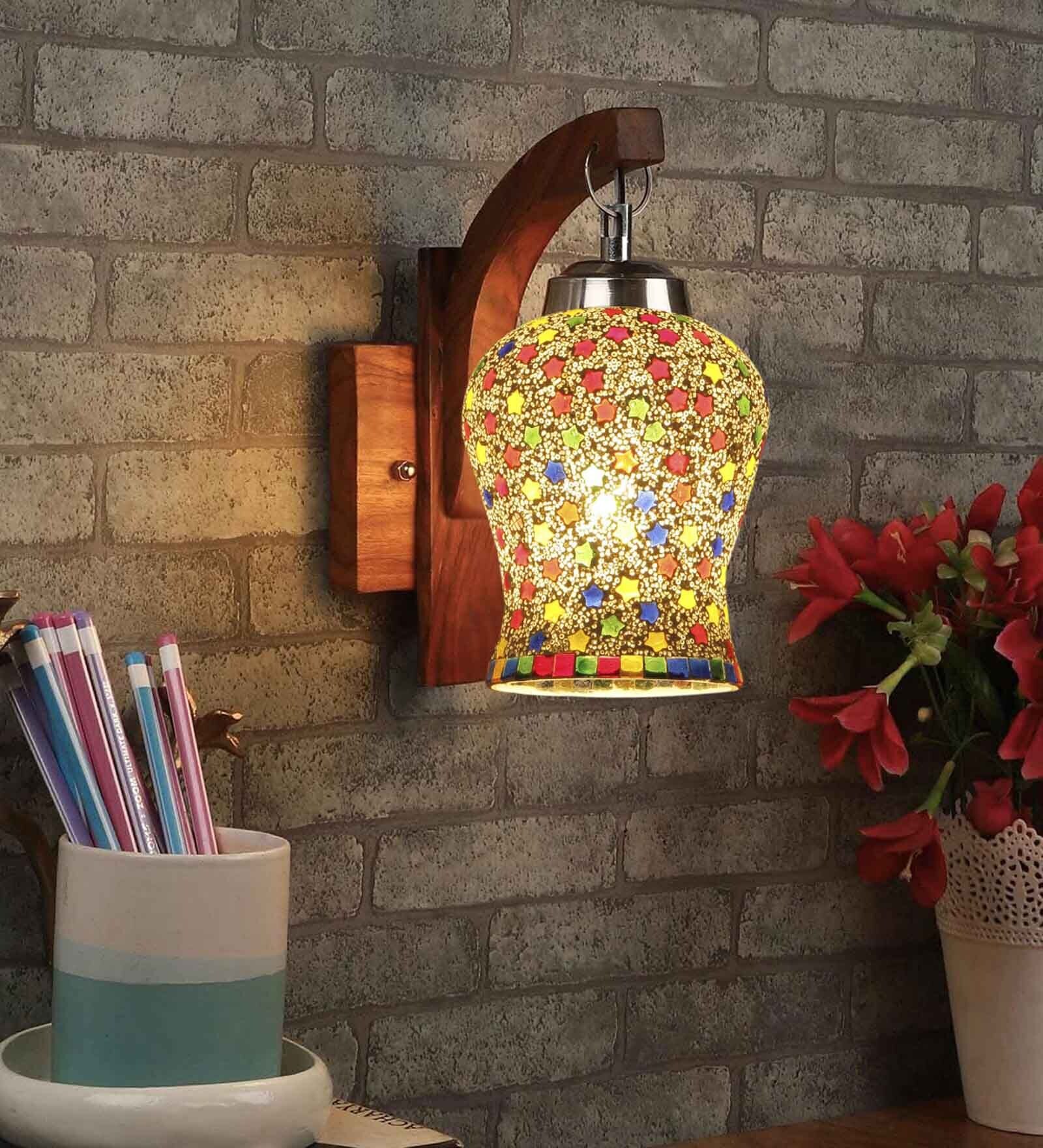 Numero Multicolour Wood Wall Scones