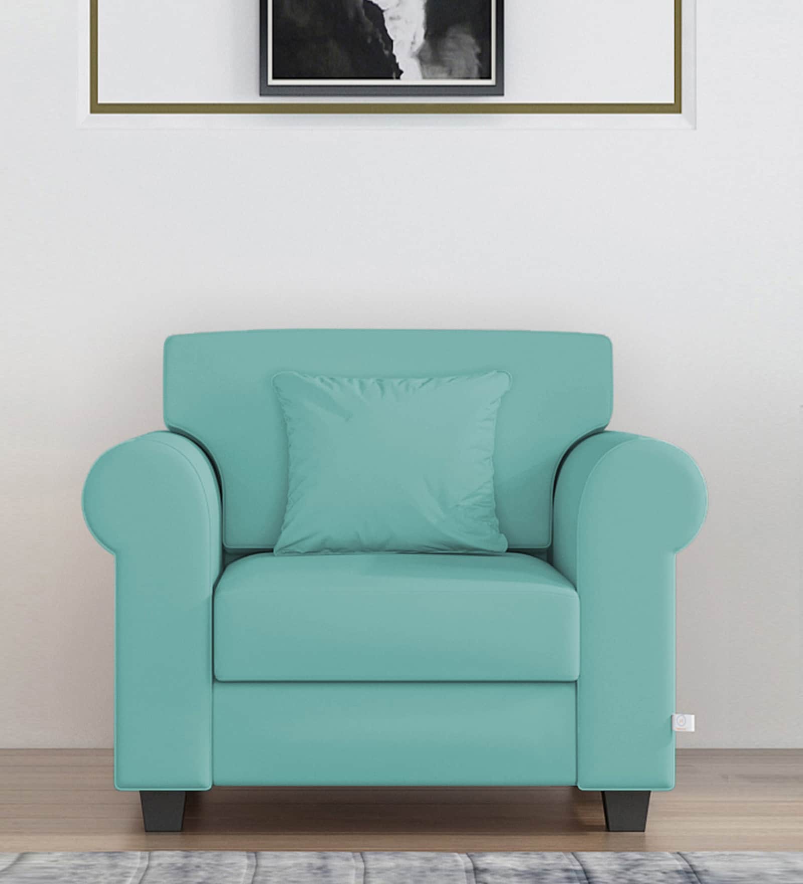 Numonk Velvet 1 Seater Sofa in Barmuda Aqua Colour
