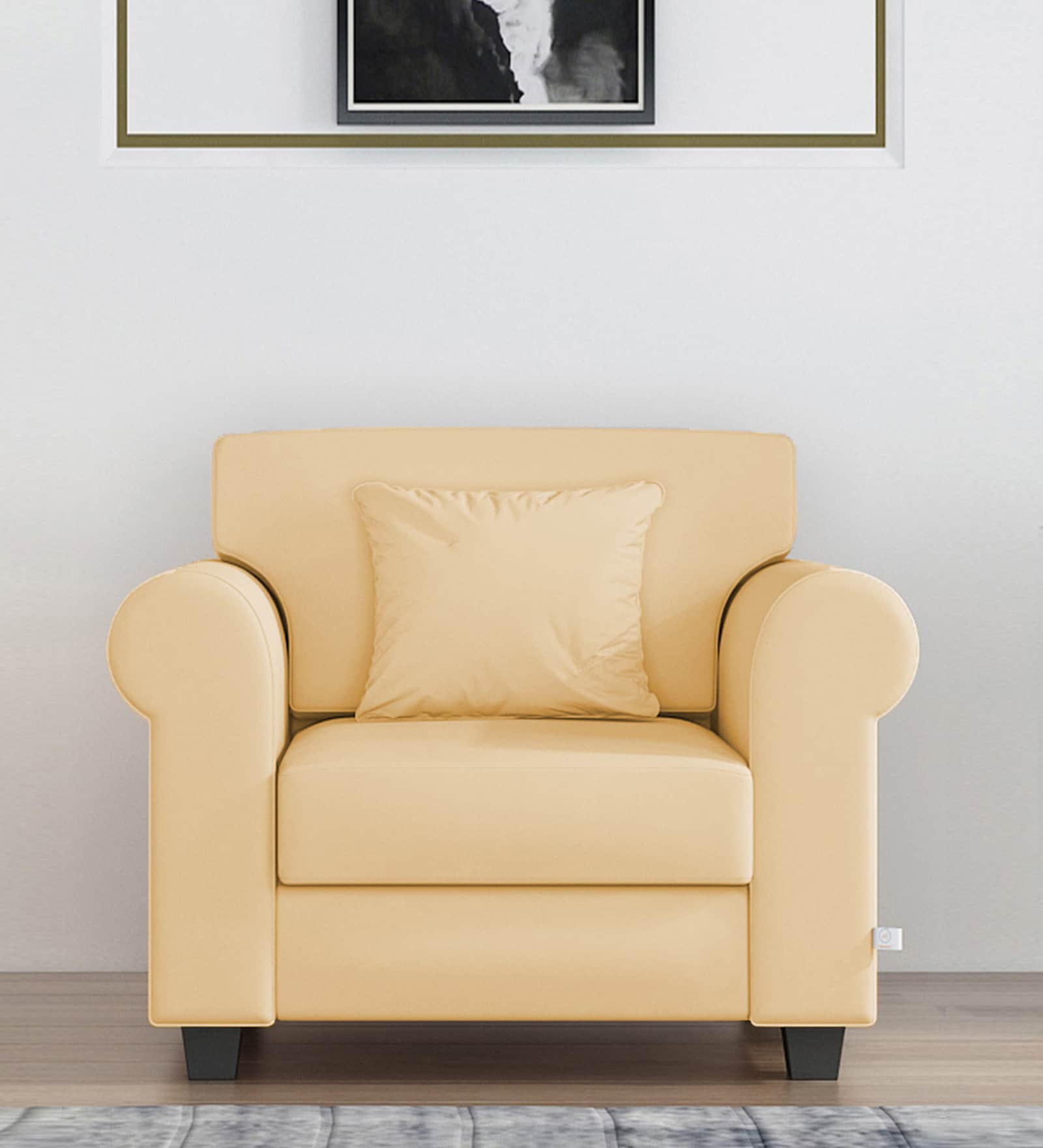 Numonk Velvet 1 Seater Sofa in Sandy Beige Colour