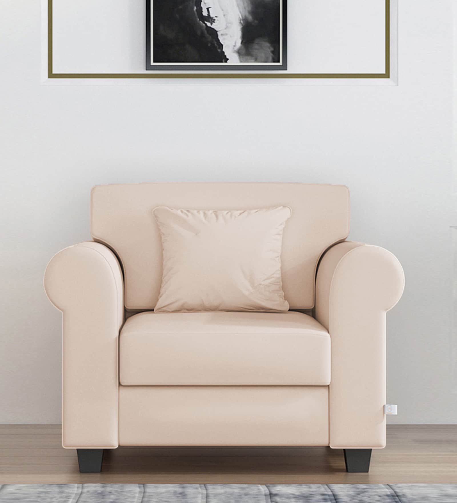 Numonk Velvet 1 Seater Sofa in Warm White Colour