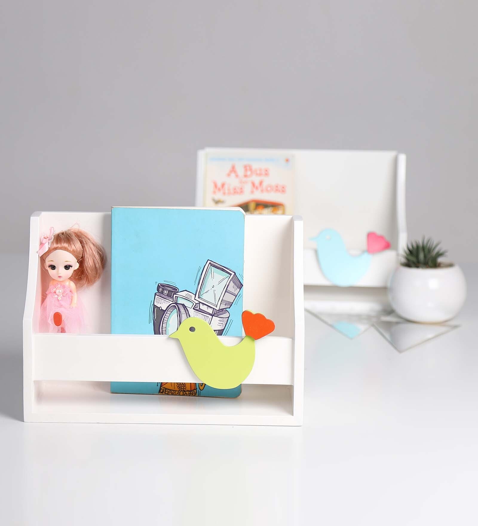 Nursery White Engineered Wood Wall Shelves