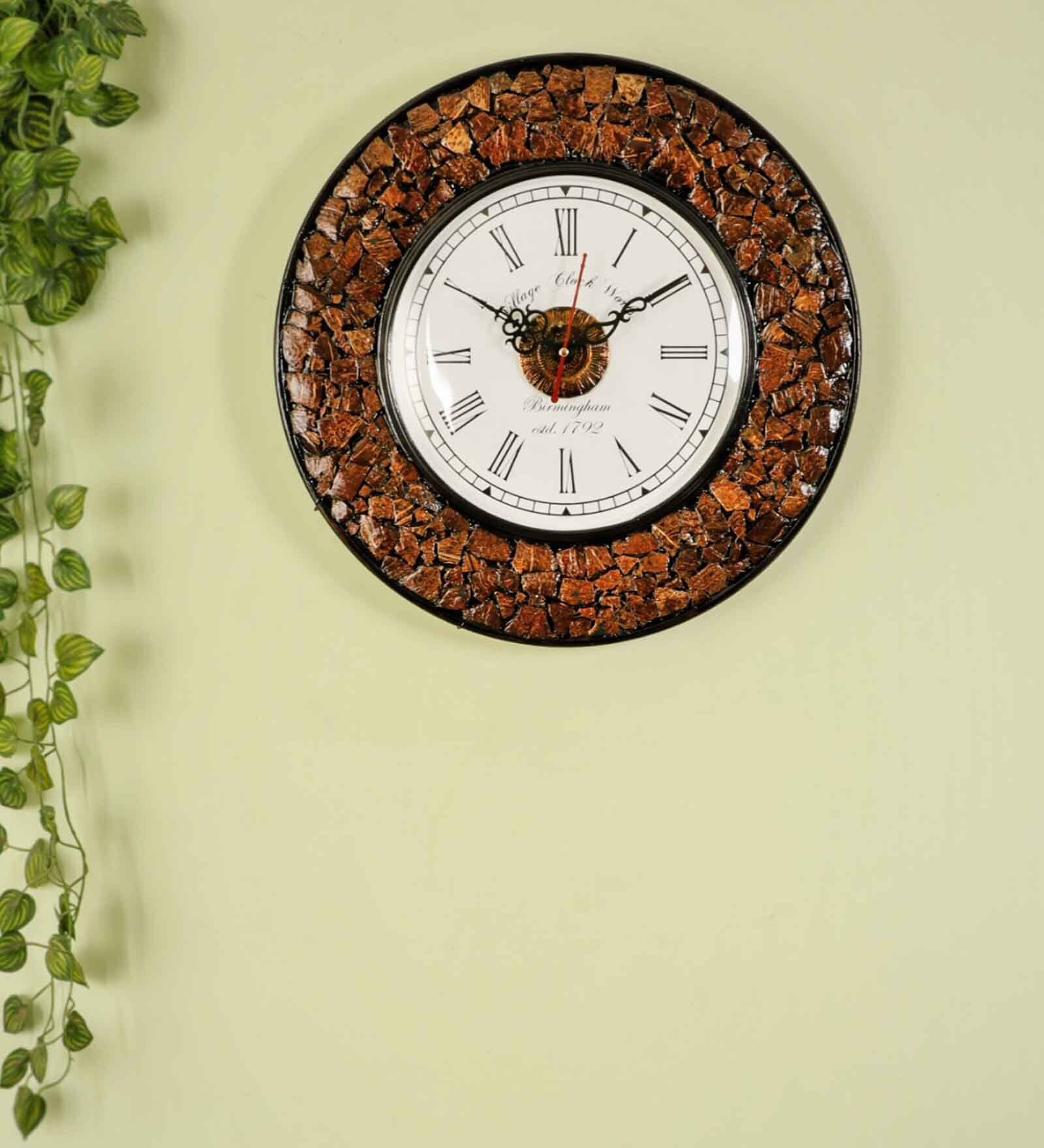 Nut Shell Wooden Roman Dial Analog Wall Clock