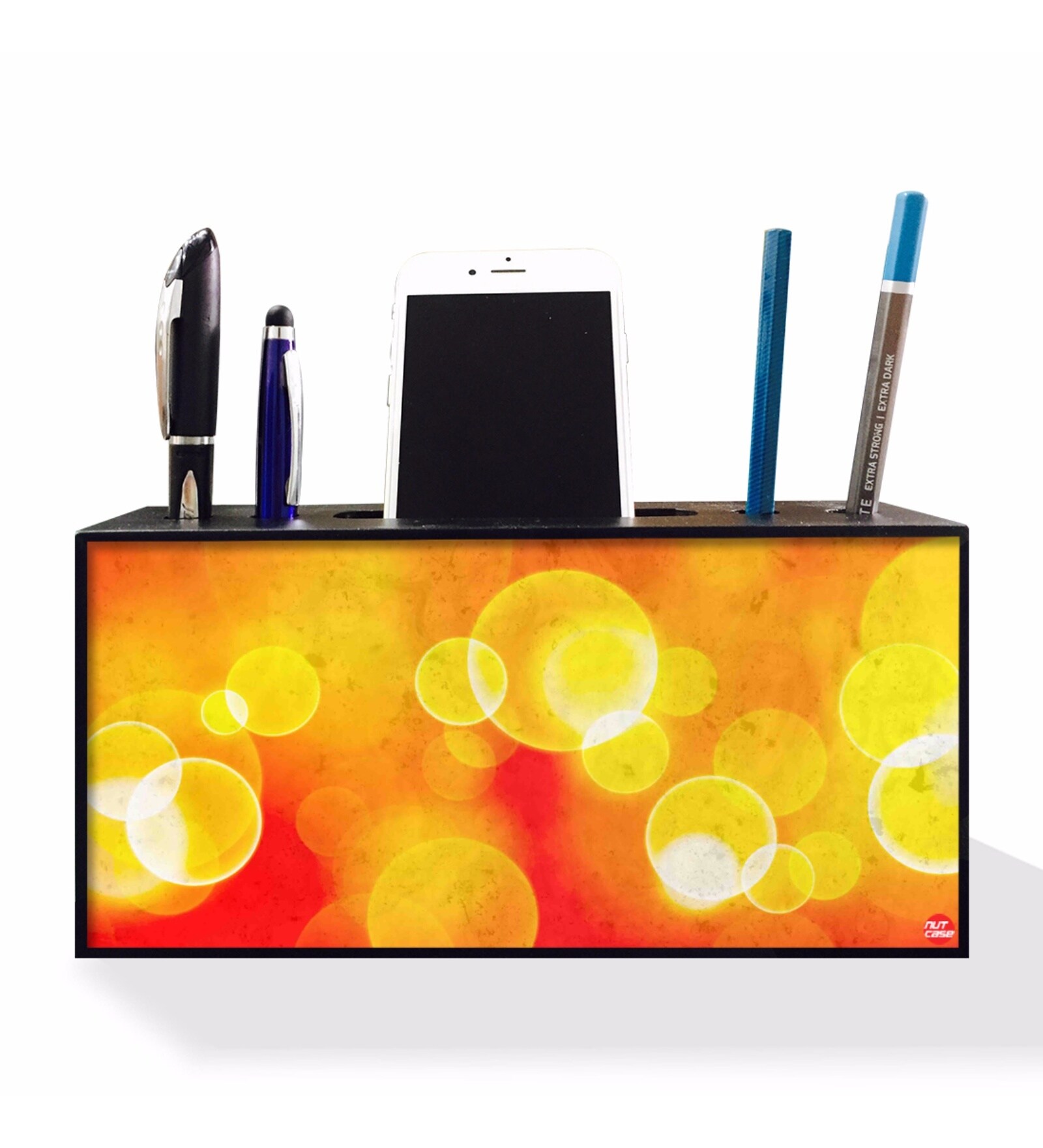 Buy Multicolour Designer Shimmer Wood Pen & Mobile Stand by Nutcase