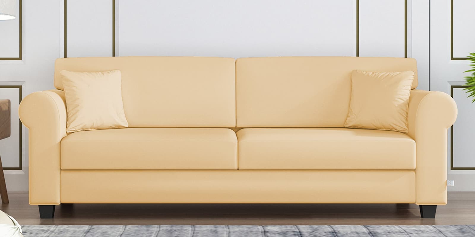 Numonk Velvet 3 Seater Sofa in Sandy Beige Colour