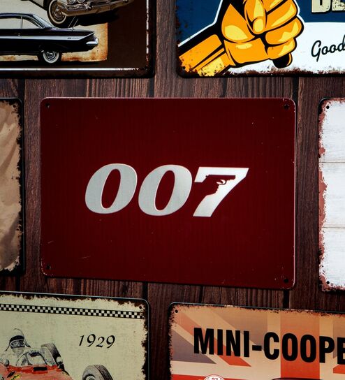 Number Plates Big Wall Sign 007 Vintage Movie Theme
