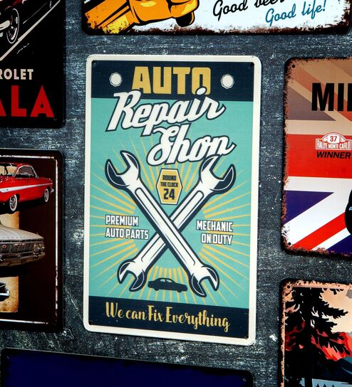 Number Plates Big Wall Sign Auto Repair Shop Vintage Garage