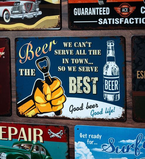 Number Plates Big Wall Sign Beer The Best Vintage Bar Decor