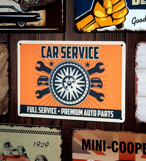 Number Plates Big Wall Sign Car Service Vintage Garage