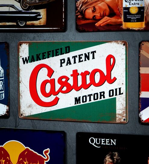 Number Plates Big Wall Sign Castrol Motor Oil Vintage
