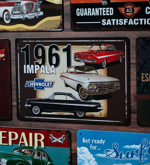 Number Plates Big Wall Sign Chevrolet Impala 1961 Vintage Car