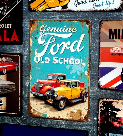 Number Plates Big Wall Sign Ford Old School Vintage Car
