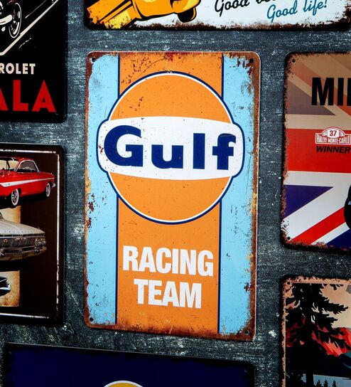 Number Plates Big Wall Sign Gulf Racing Team Vintage