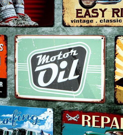 Number Plates Big Wall Sign Motor Oil Vintage Automotive